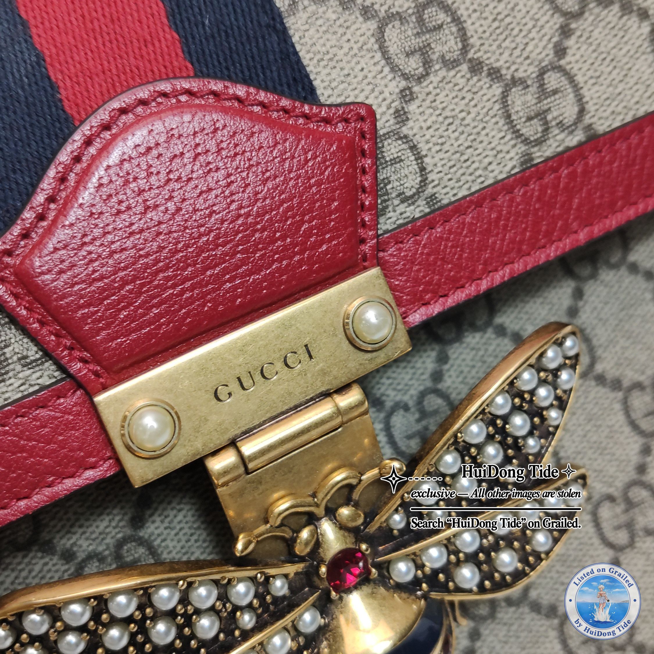 Gucci Gucci Queen Margaret Bee Stripe Shoulder Bag Size ONE SIZE - 14 Thumbnail