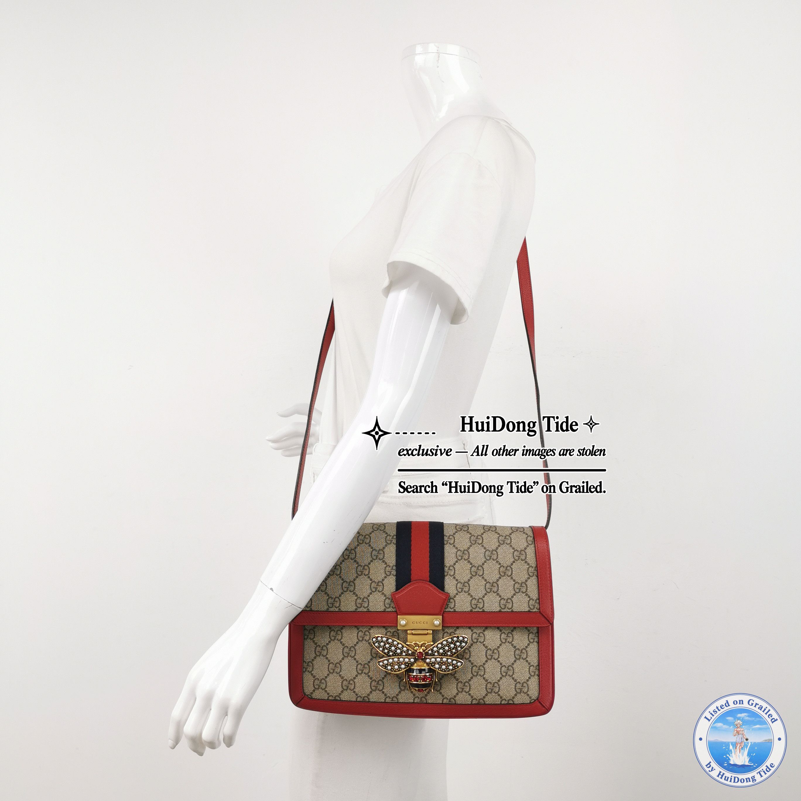 Gucci Gucci Queen Margaret Bee Stripe Shoulder Bag Size ONE SIZE - 2 Thumbnail