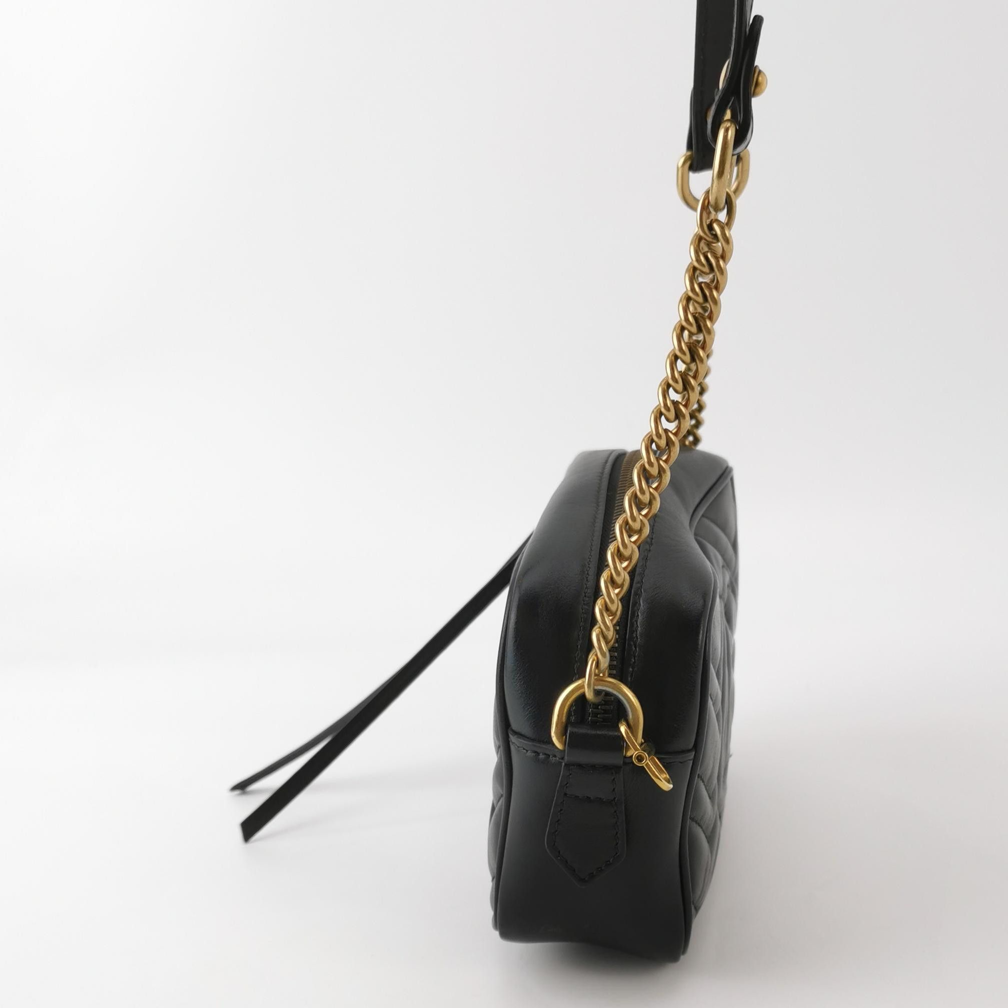 Gucci Gucci GG Marmont Black Leather Quilted Camera Bag Size ONE SIZE - 3 Thumbnail