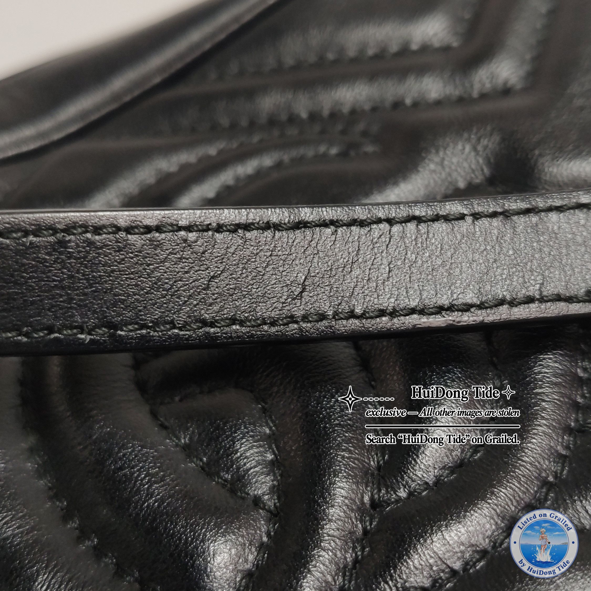Gucci Gucci GG Marmont Black Leather Quilted Camera Bag Size ONE SIZE - 11 Thumbnail