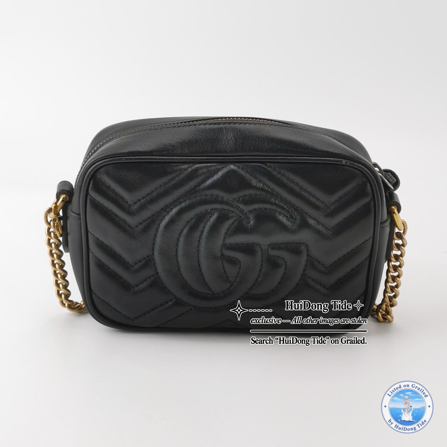 Gucci Gucci GG Marmont Black Leather Quilted Camera Bag Size ONE SIZE - 5 Thumbnail