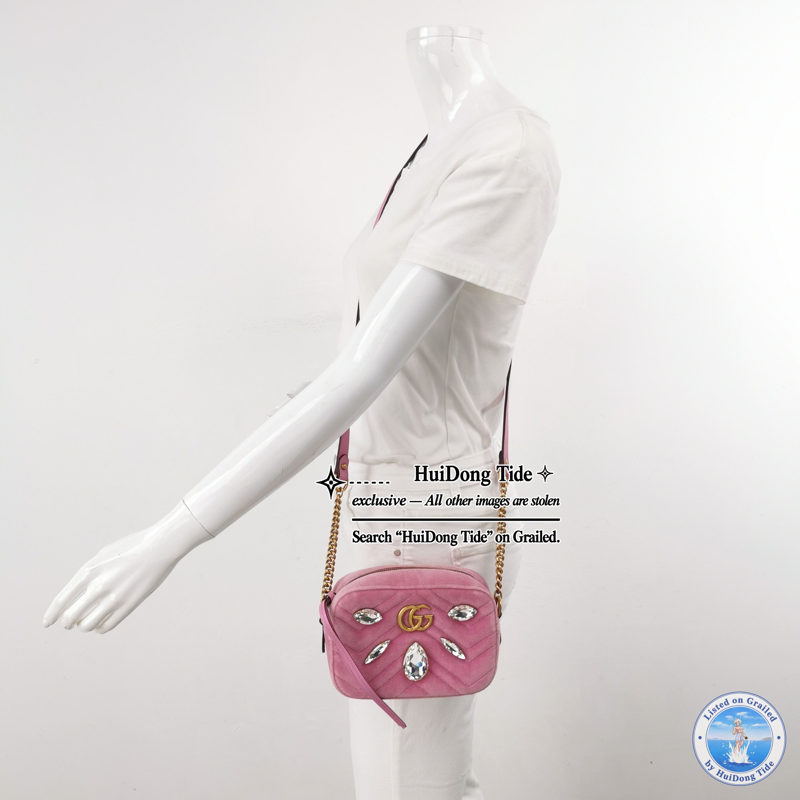 Gucci Gucci GG Marmont Velvet Crystal Shoulder Bag Size OS Size ONE SIZE - 2 Thumbnail