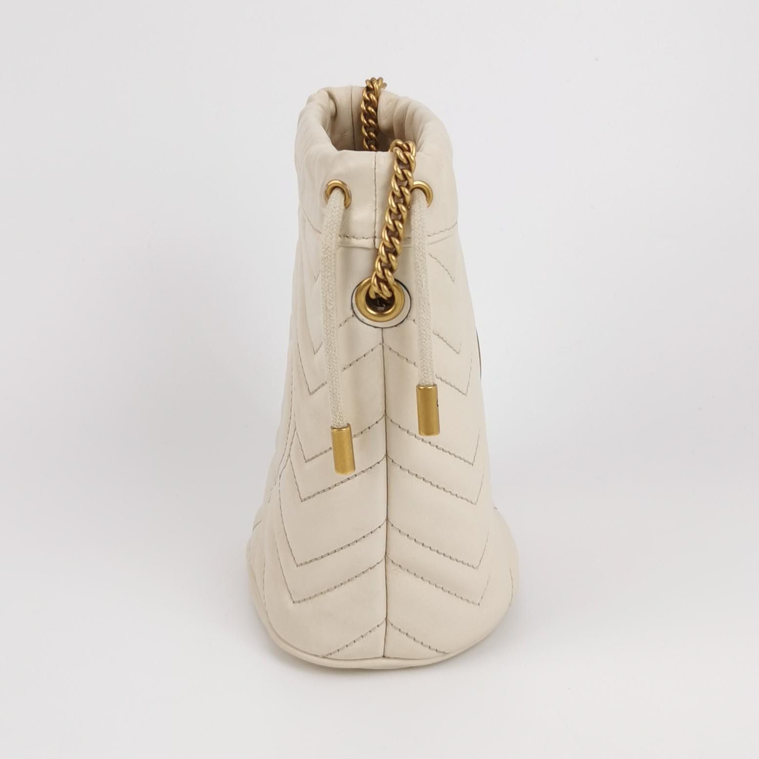 Gucci Gucci GG Marmont White Leather Mini Bucket Bag ONE SIZE Size ONE SIZE - 4 Thumbnail