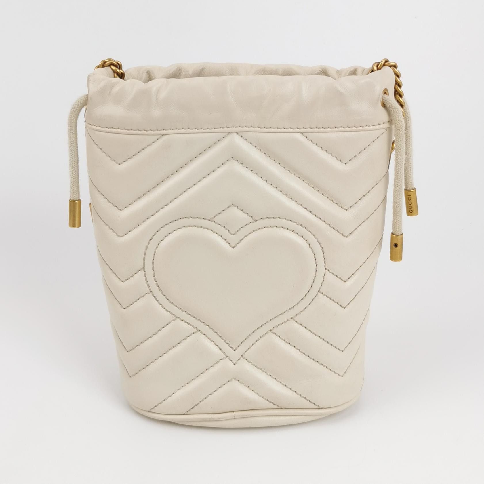 Gucci Gucci GG Marmont White Leather Mini Bucket Bag ONE SIZE Size ONE SIZE - 5 Thumbnail