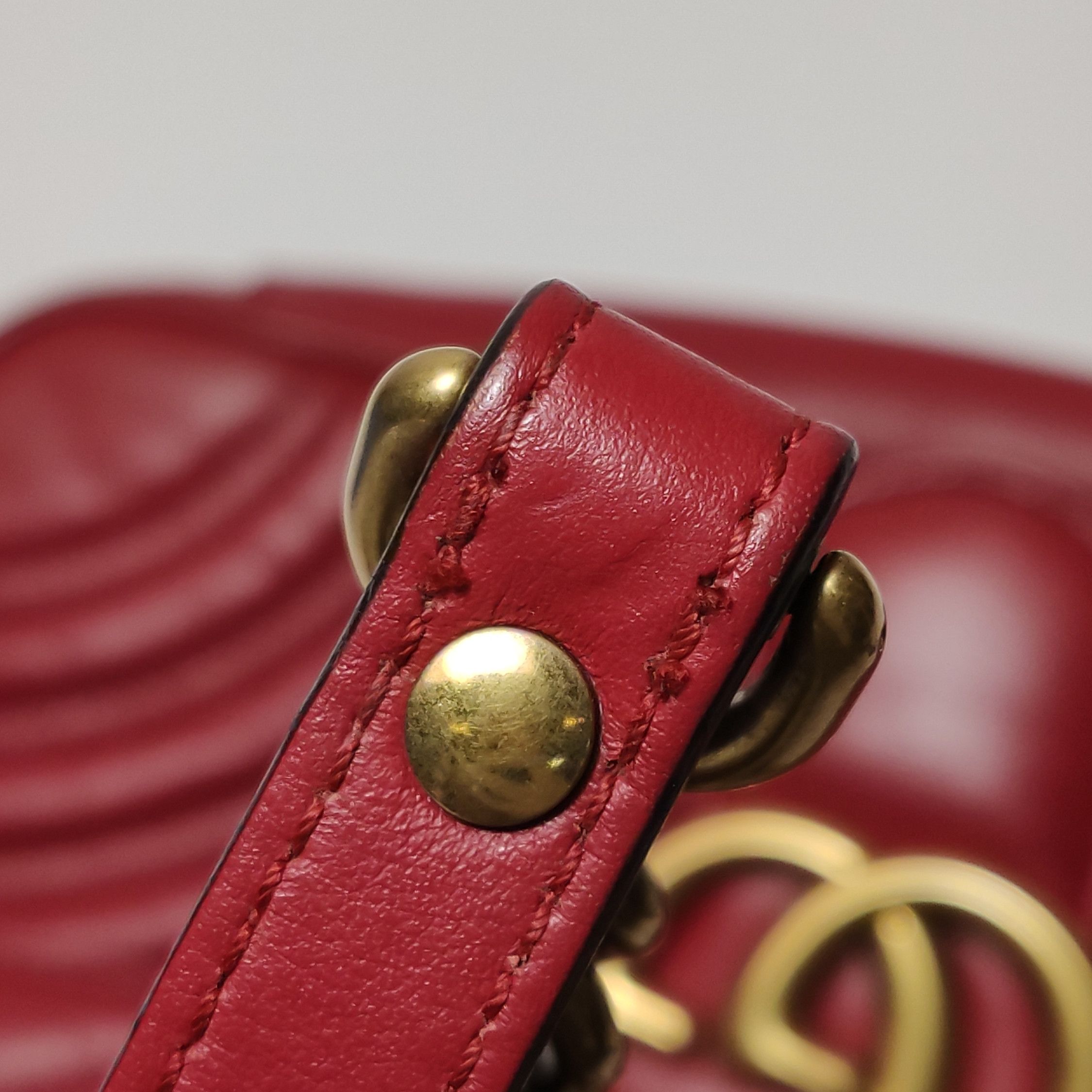 Gucci Gucci GG Marmont Red Leather Shoulder Bag Size ONE SIZE - 10 Thumbnail
