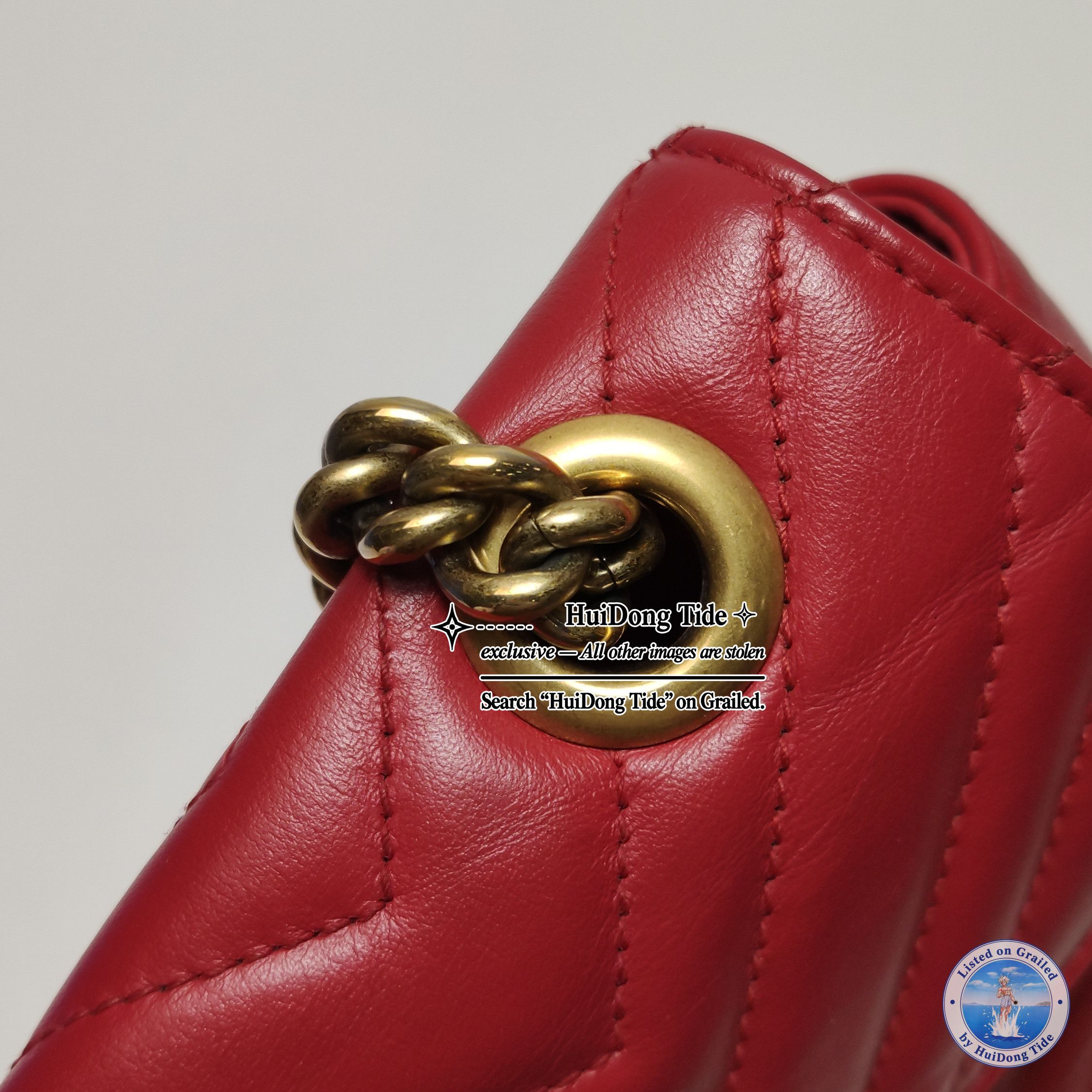 Gucci Gucci GG Marmont Red Leather Shoulder Bag Size ONE SIZE - 13 Thumbnail