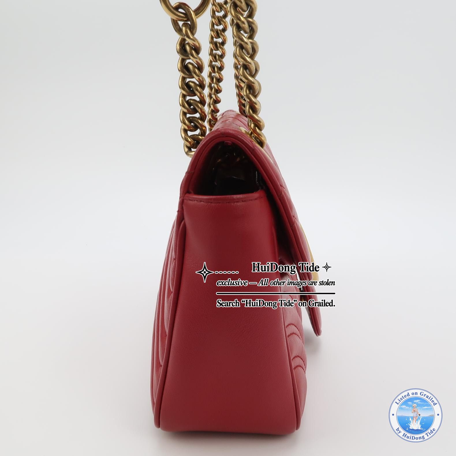 Gucci Gucci GG Marmont Red Leather Shoulder Bag Size ONE SIZE - 4 Thumbnail