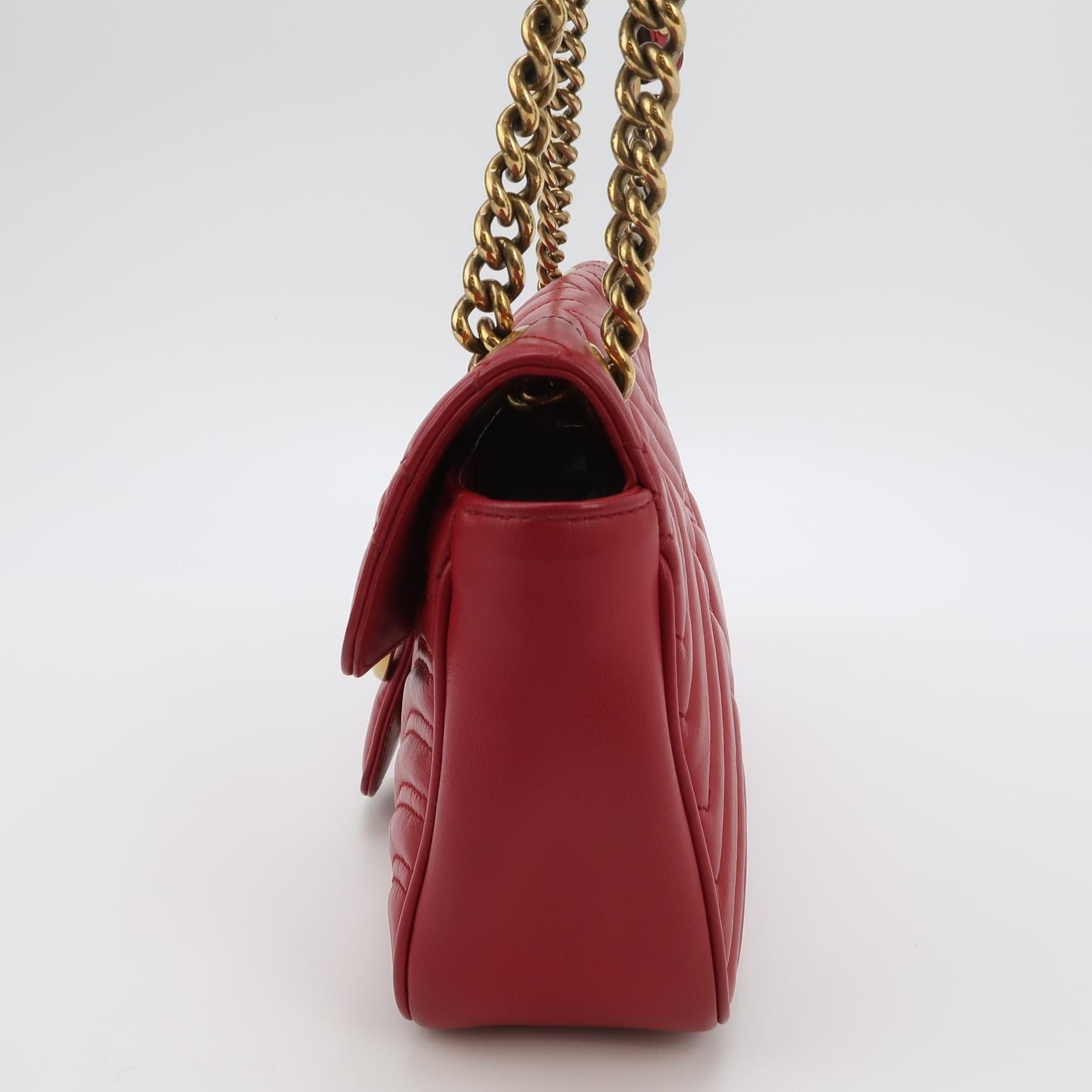 Gucci Gucci GG Marmont Red Leather Shoulder Bag Size ONE SIZE - 3 Thumbnail
