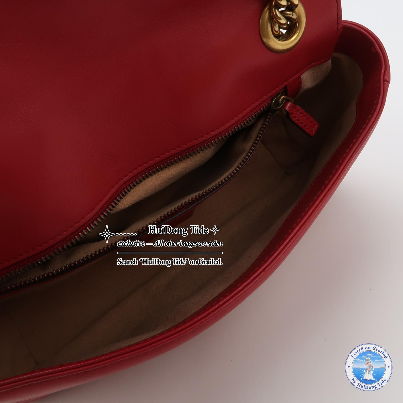 Gucci Gucci GG Marmont Red Leather Shoulder Bag Size ONE SIZE - 7 Thumbnail