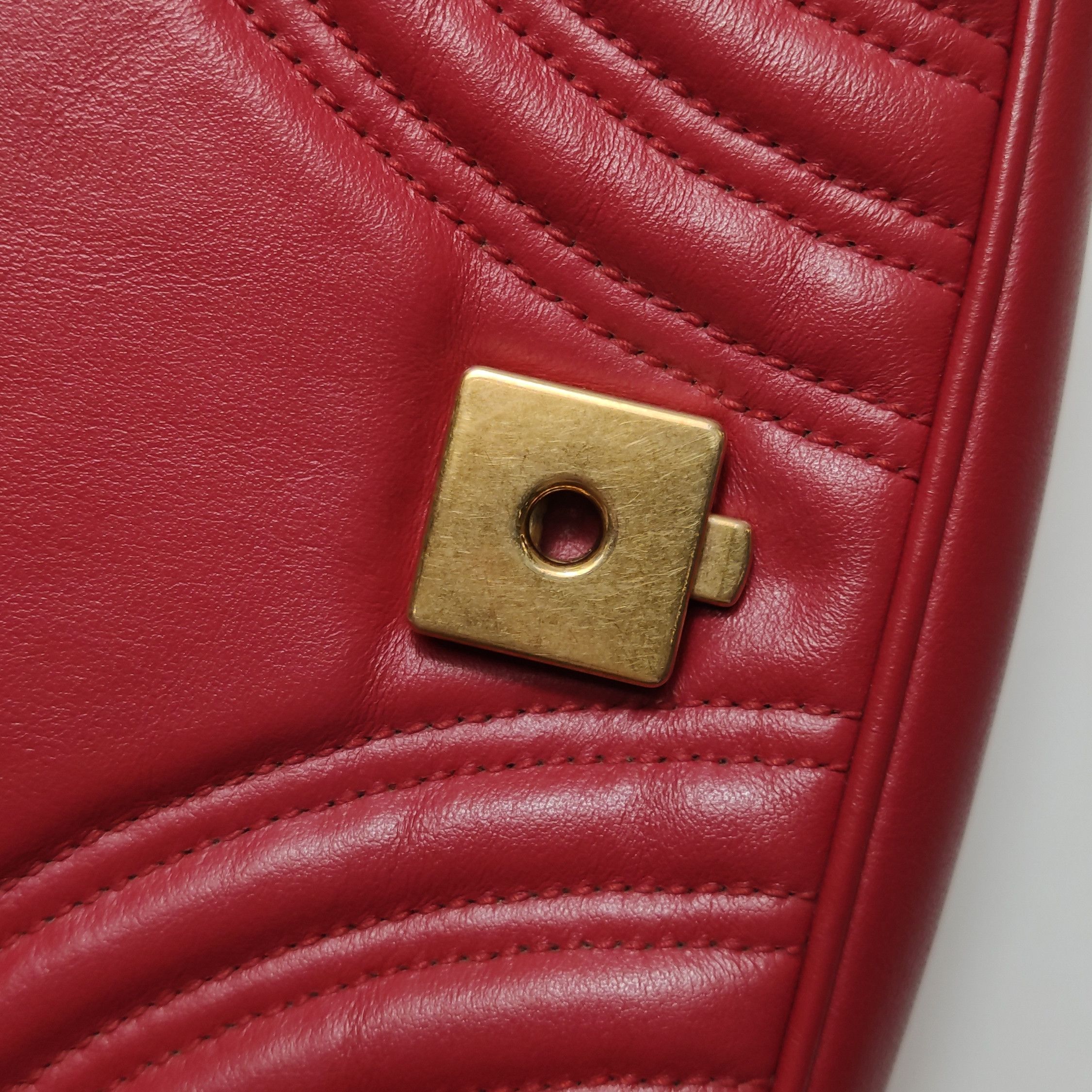 Gucci Gucci GG Marmont Red Leather Shoulder Bag Size ONE SIZE - 11 Thumbnail