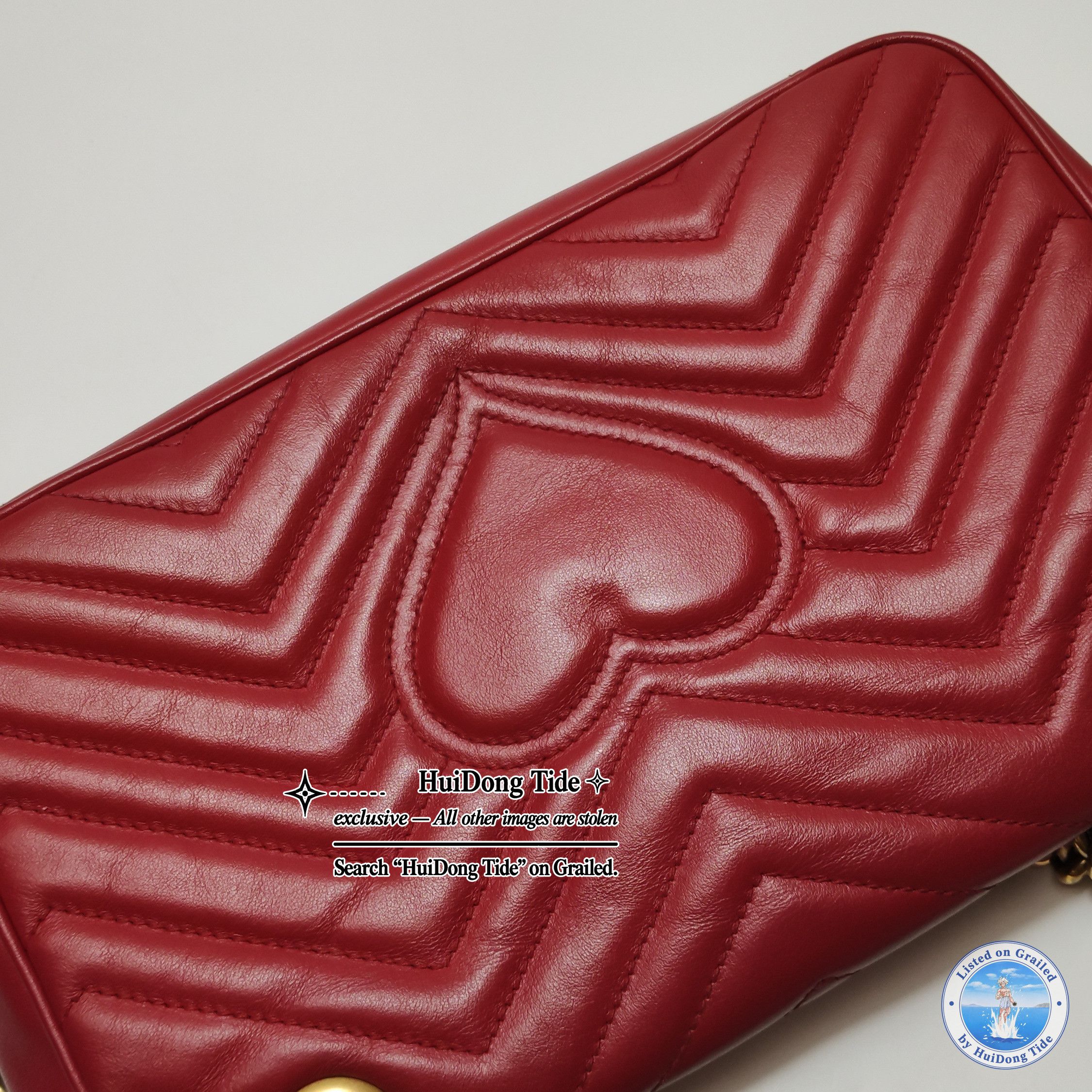 Gucci Gucci GG Marmont Red Leather Shoulder Bag Size ONE SIZE - 19 Thumbnail