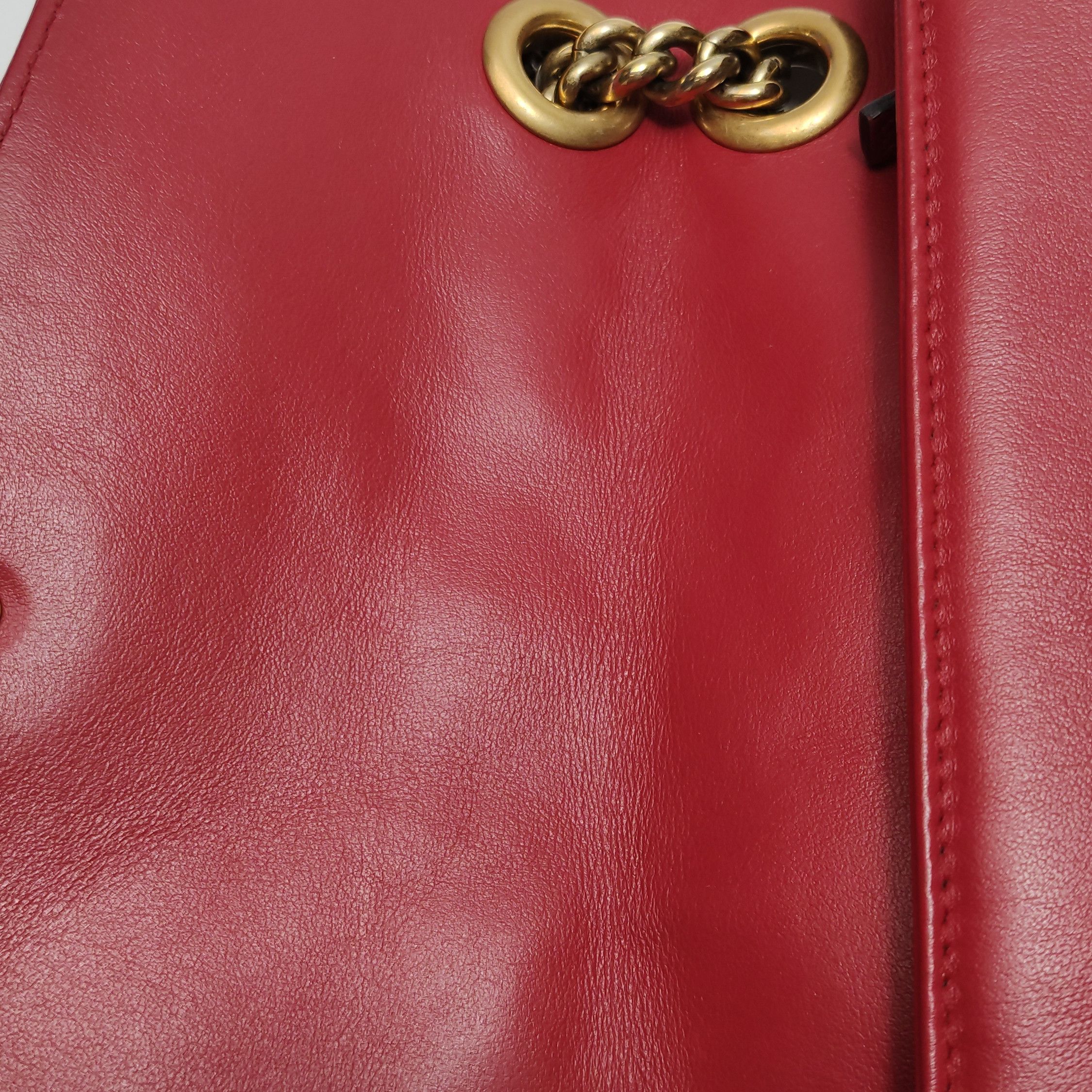 Gucci Gucci GG Marmont Red Leather Shoulder Bag Size ONE SIZE - 16 Thumbnail