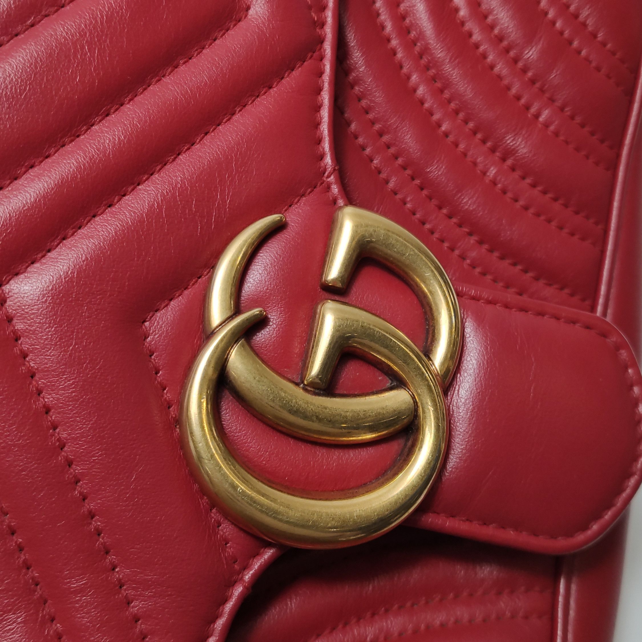Gucci Gucci GG Marmont Red Leather Shoulder Bag Size ONE SIZE - 12 Thumbnail