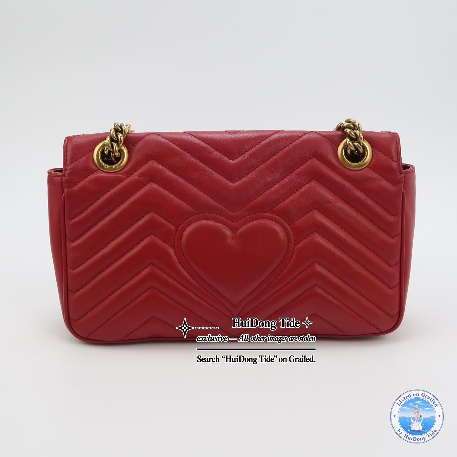 Gucci Gucci GG Marmont Red Leather Shoulder Bag Size ONE SIZE - 5 Thumbnail