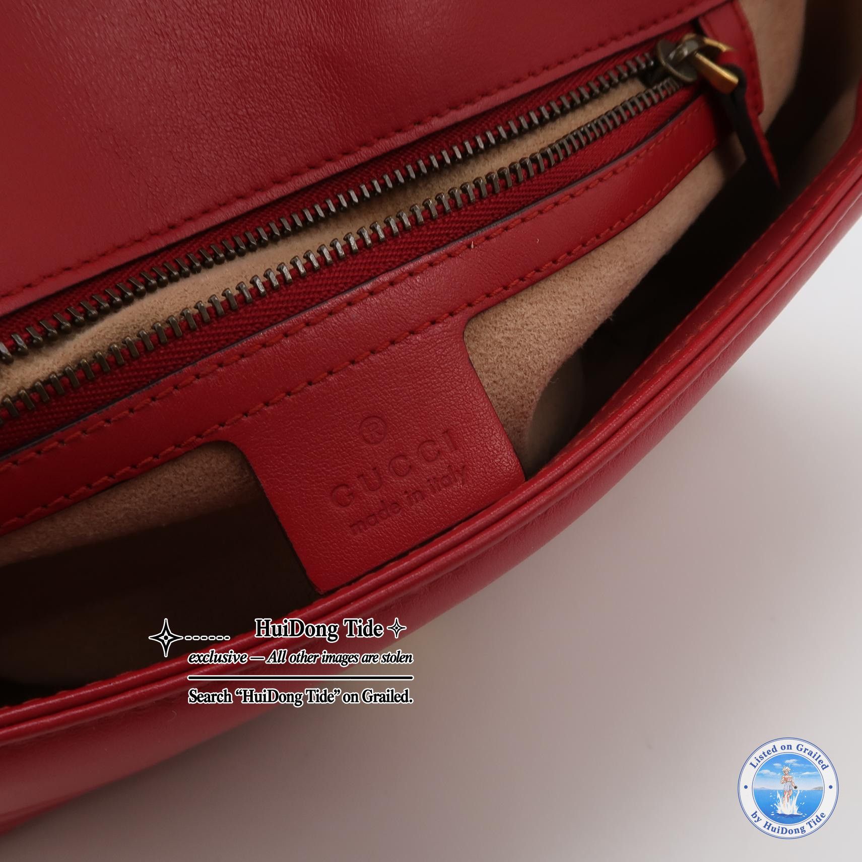 Gucci Gucci GG Marmont Red Leather Shoulder Bag Size ONE SIZE - 8 Thumbnail