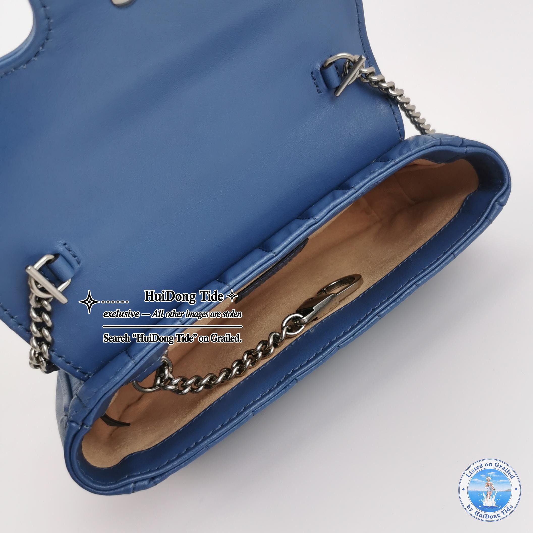 Gucci Gucci GG Marmont Leather Shoulder Bag Blue Size ONE SIZE - 7 Thumbnail