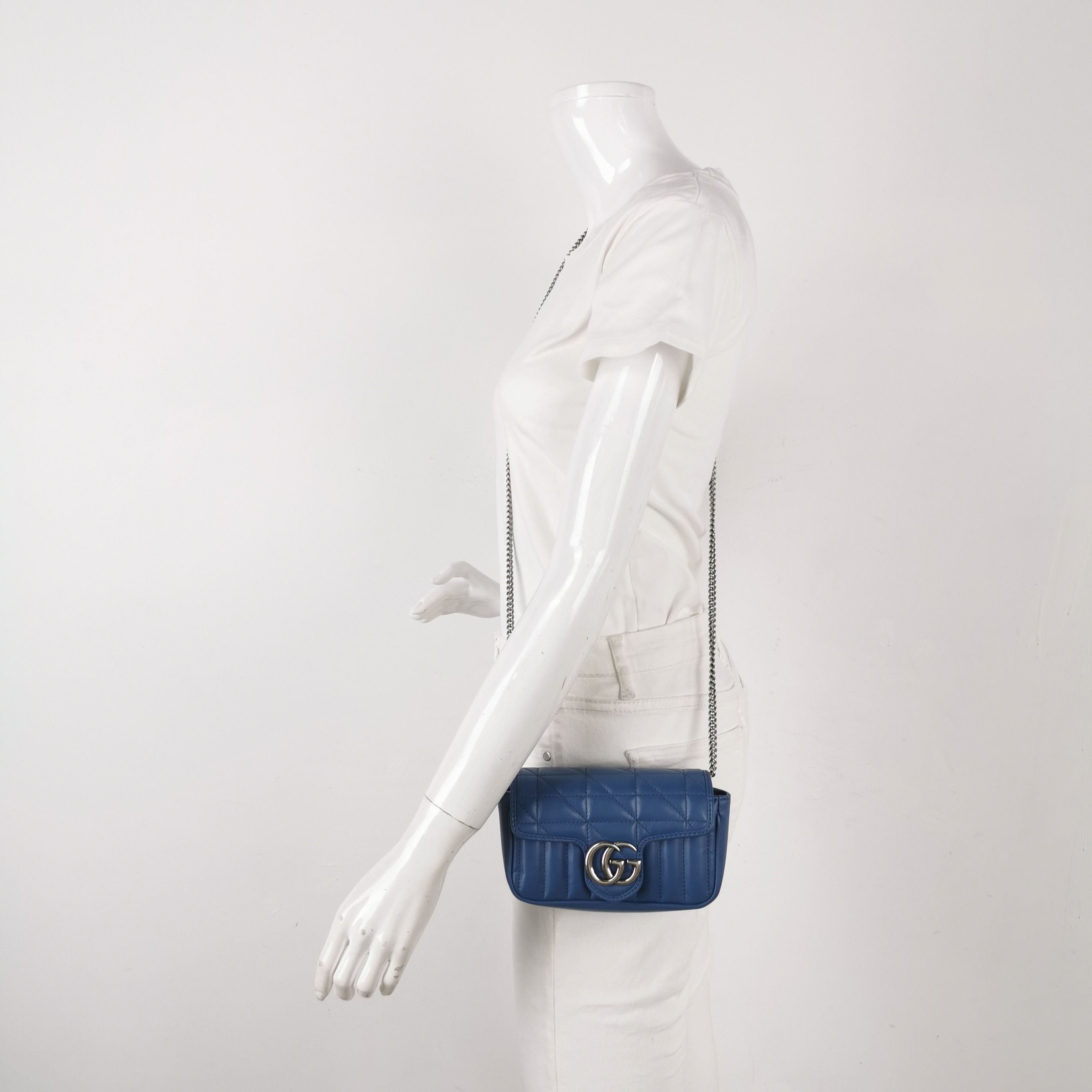 Gucci Gucci GG Marmont Leather Shoulder Bag Blue Size ONE SIZE - 2 Thumbnail