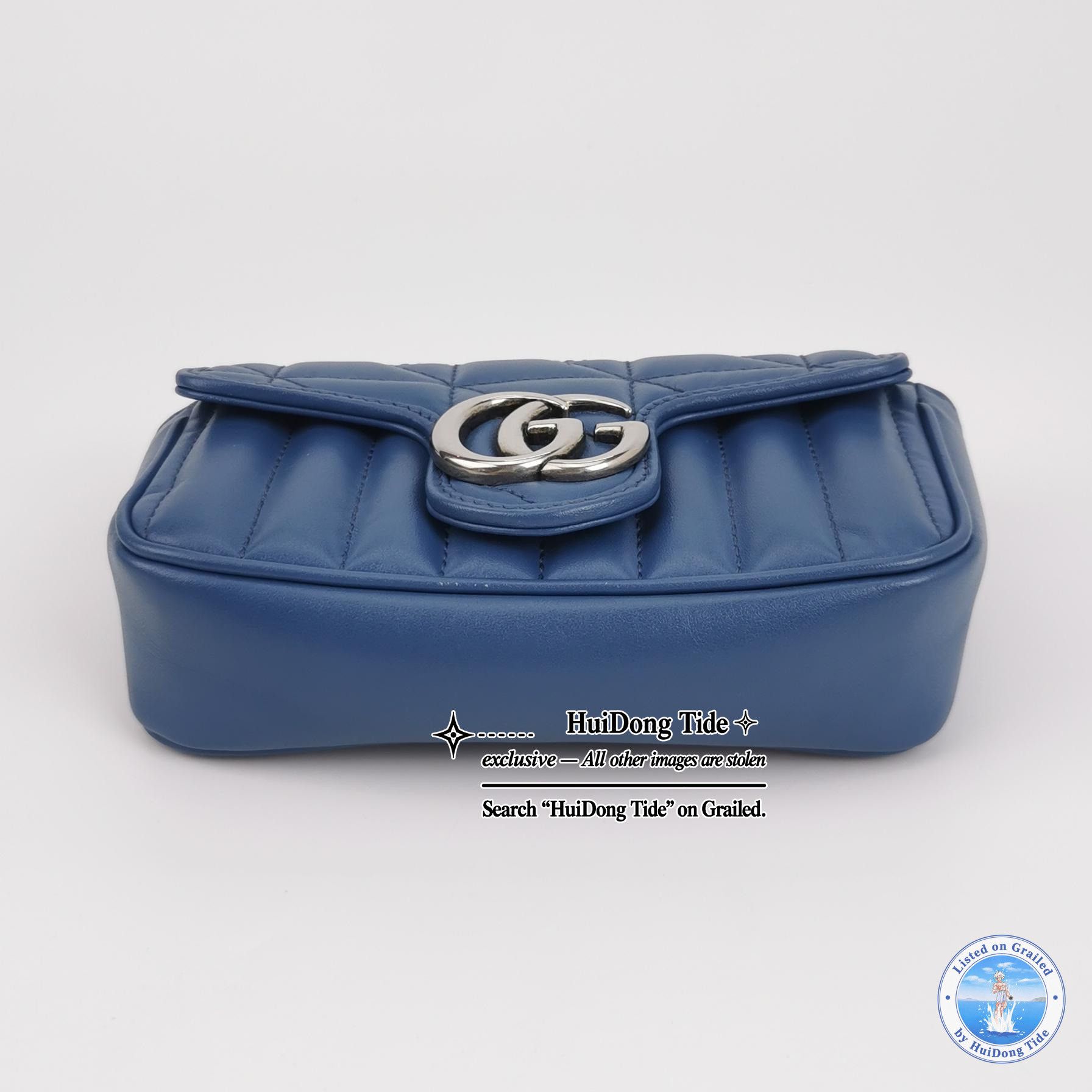Gucci Gucci GG Marmont Leather Shoulder Bag Blue Size ONE SIZE - 6 Thumbnail