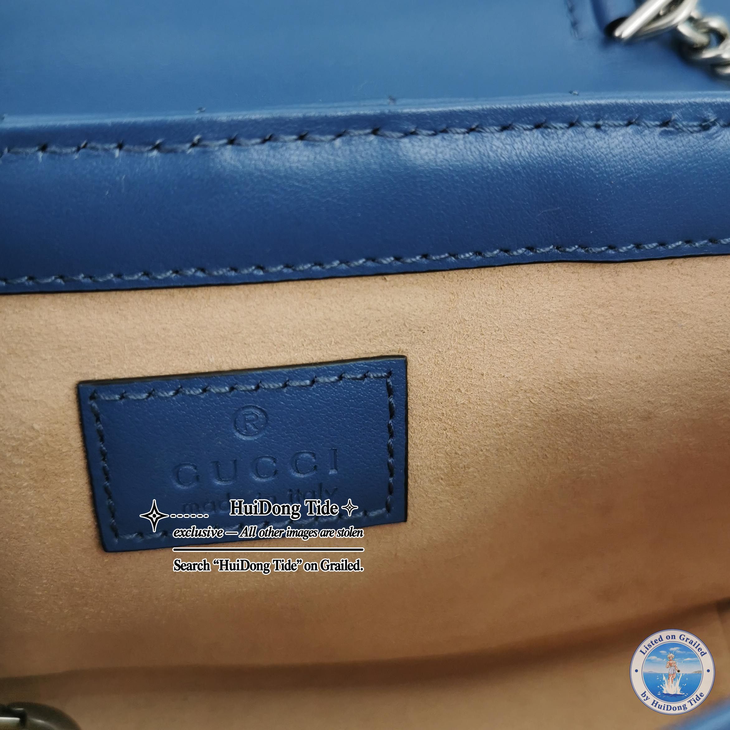 Gucci Gucci GG Marmont Leather Shoulder Bag Blue Size ONE SIZE - 8 Thumbnail