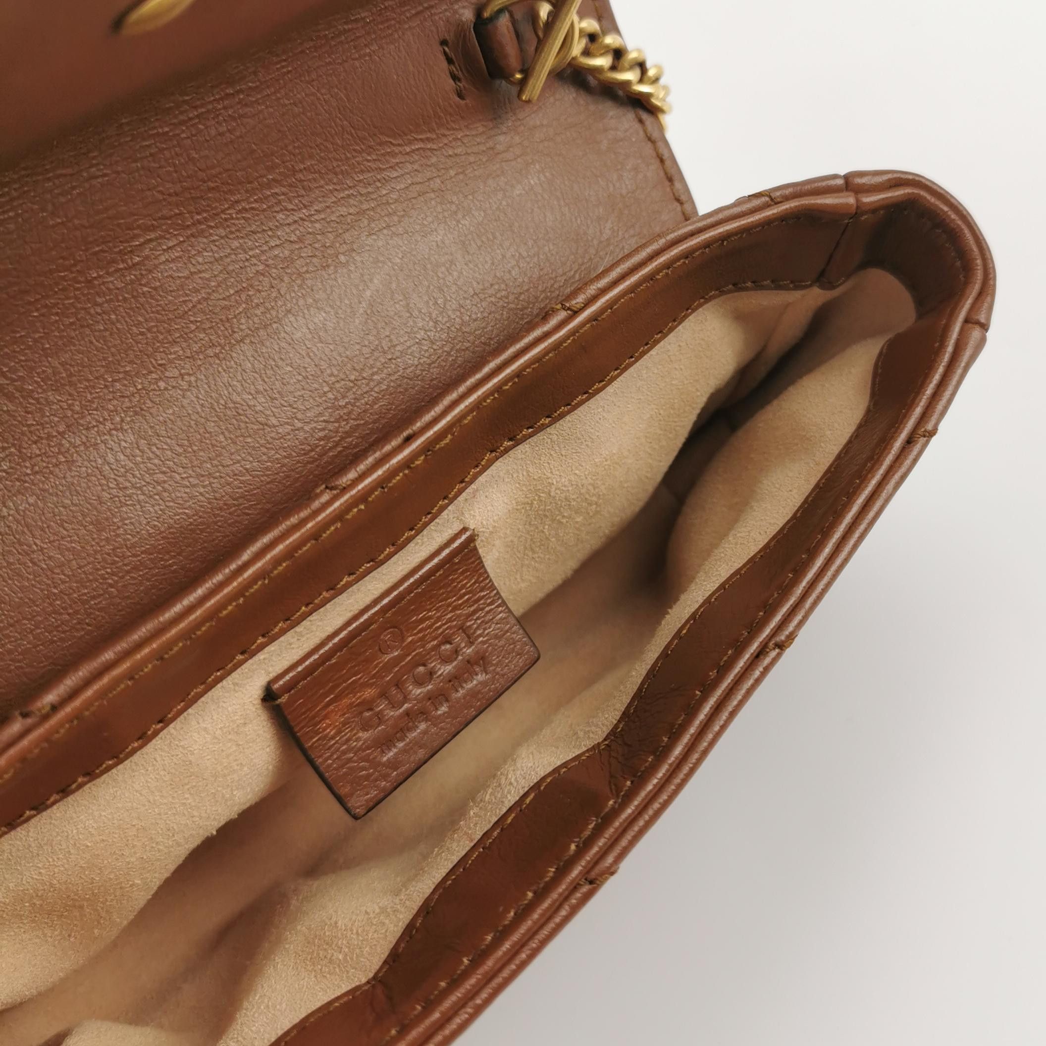 Gucci Gucci GG Marmont Quilted Leather Super Mini Bag Brown Size ONE SIZE - 7 Thumbnail