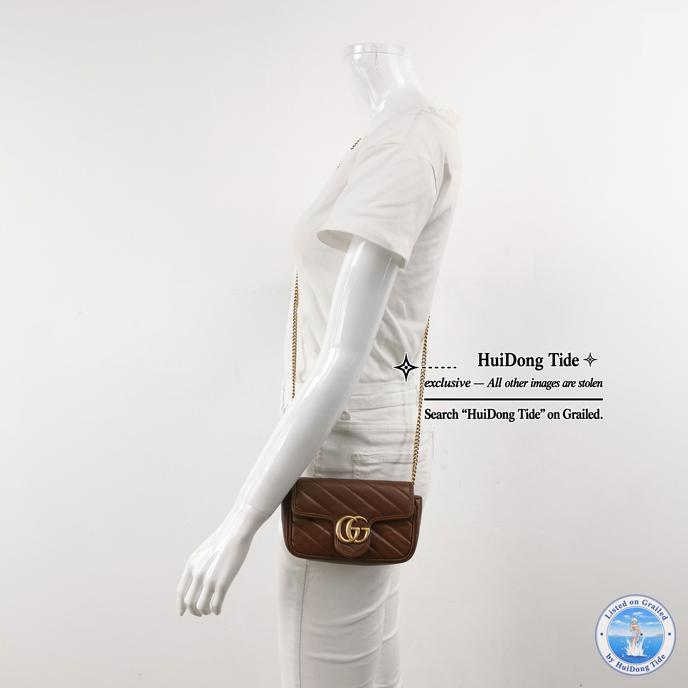 Gucci Gucci GG Marmont Quilted Leather Super Mini Bag Brown Size ONE SIZE - 2 Thumbnail