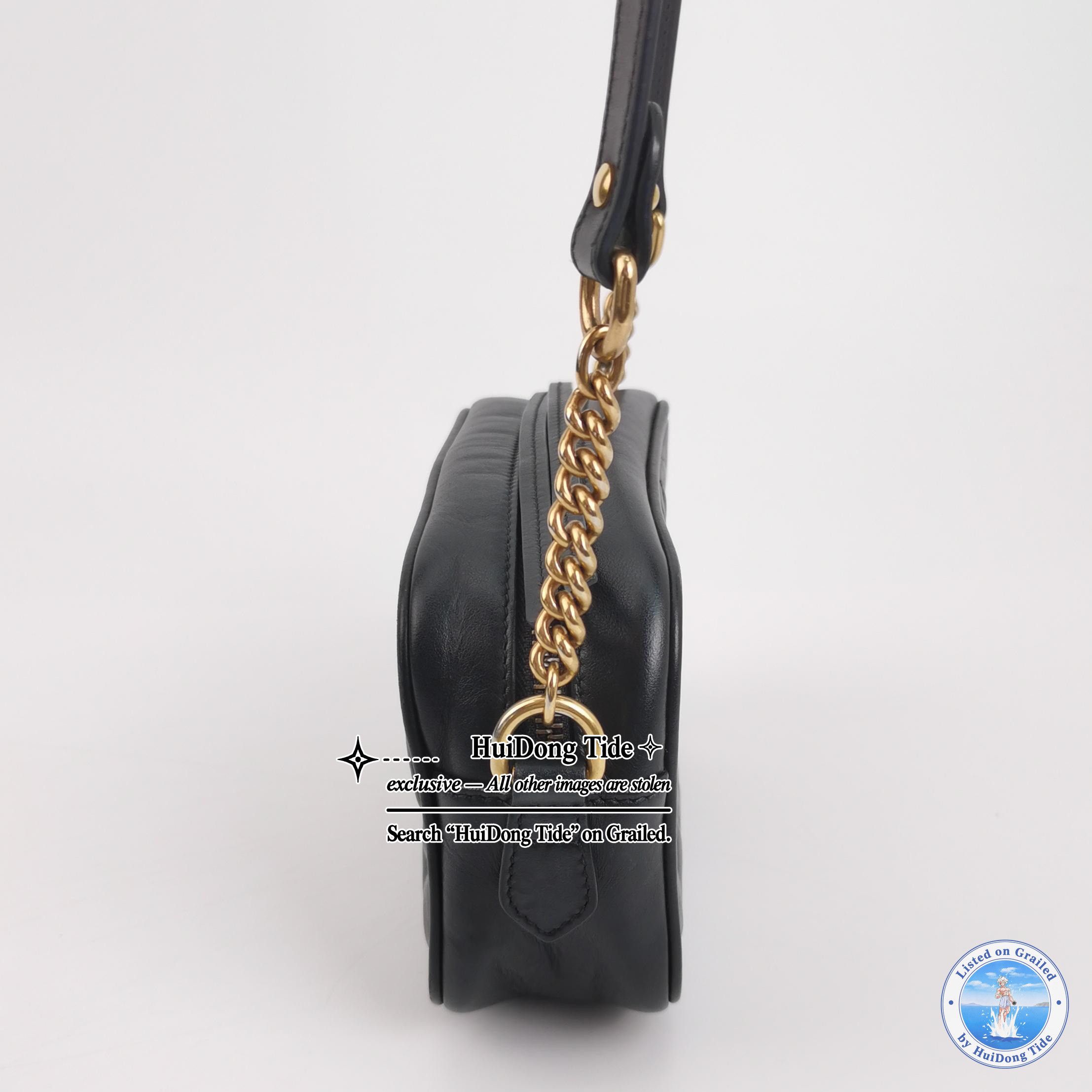 Gucci Gucci GG Marmont Black Leather Camera Bag Mini Size ONE SIZE - 3 Thumbnail
