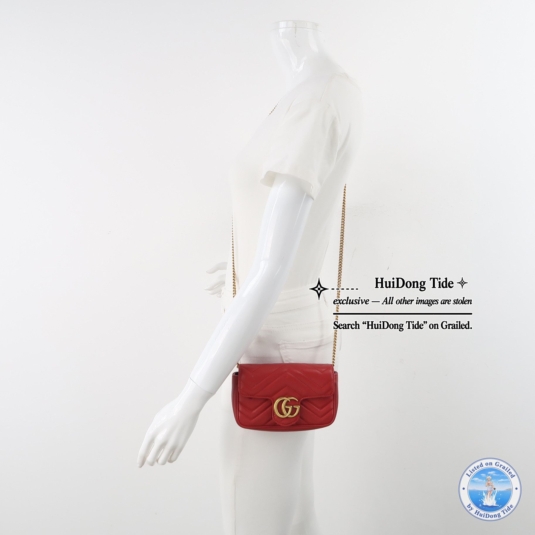 Gucci Gucci GG Marmont Red Leather Crossbody Bag ONE SIZE Size ONE SIZE - 2 Thumbnail