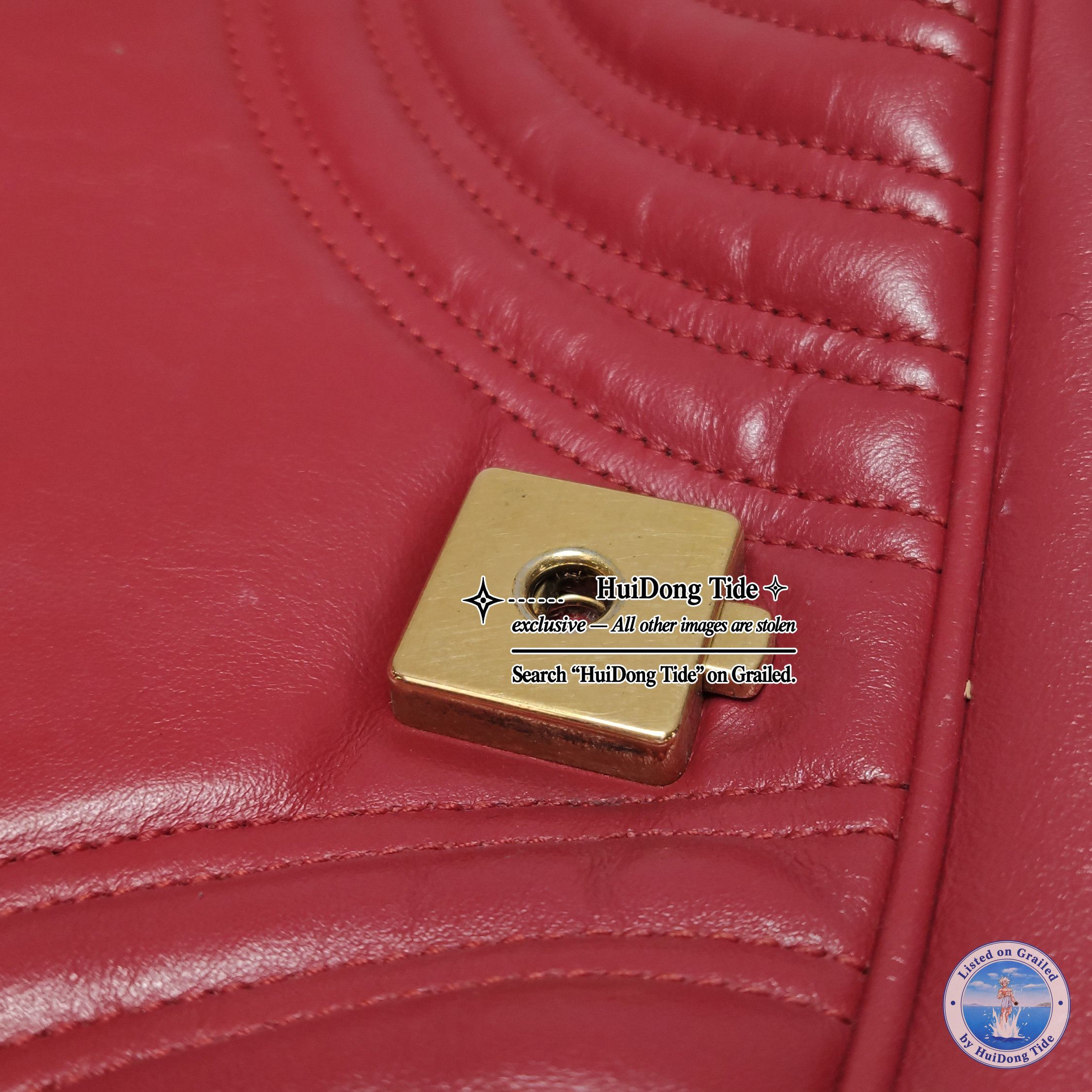 Gucci Gucci GG Marmont Red Leather Shoulder Bag One Size Size ONE SIZE - 12 Thumbnail