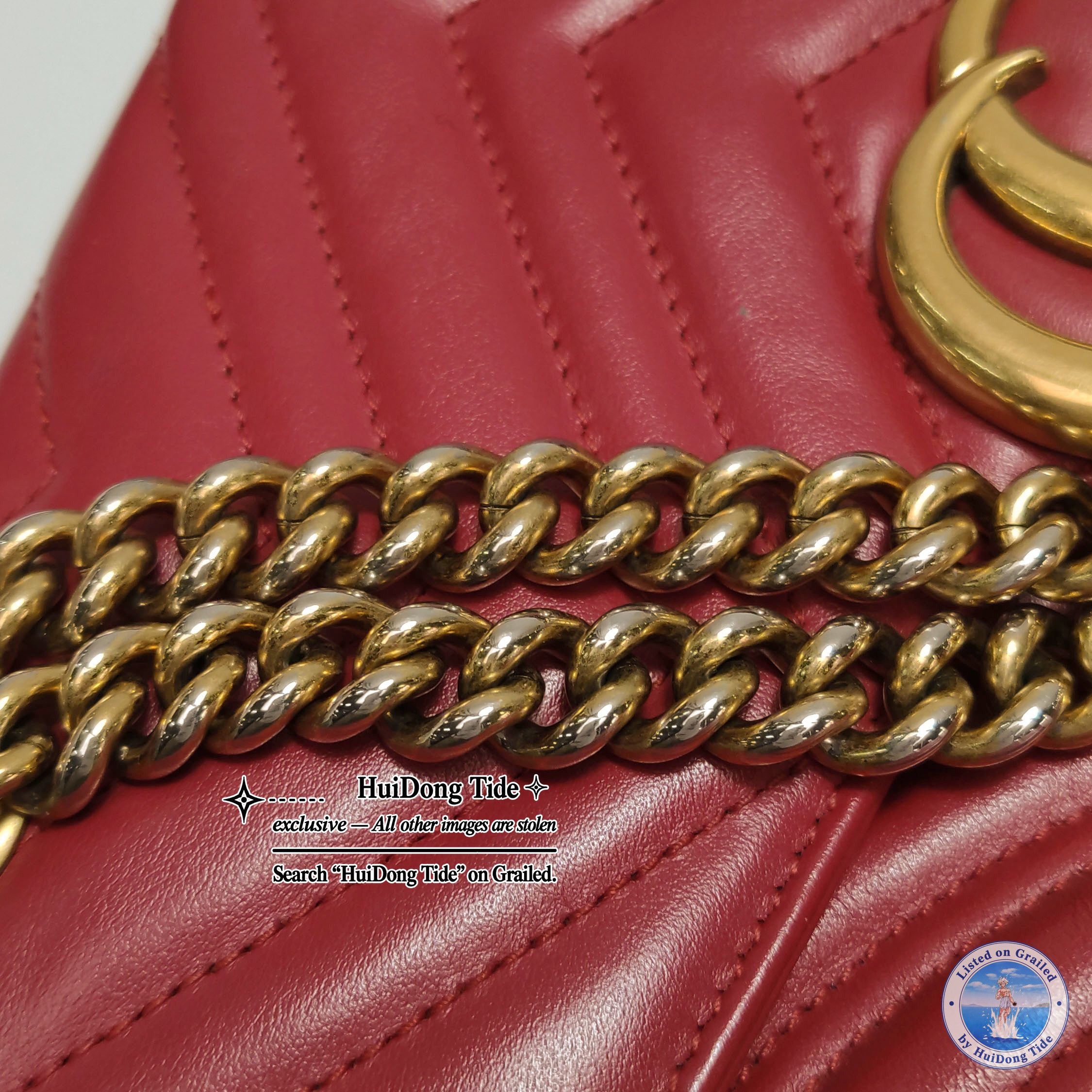 Gucci Gucci GG Marmont Red Leather Shoulder Bag One Size Size ONE SIZE - 14 Thumbnail