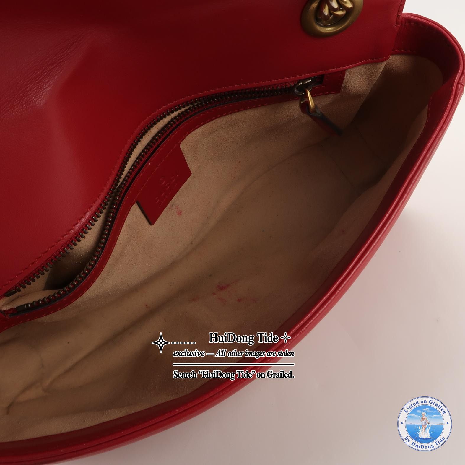 Gucci Gucci GG Marmont Red Leather Shoulder Bag One Size Size ONE SIZE - 7 Thumbnail