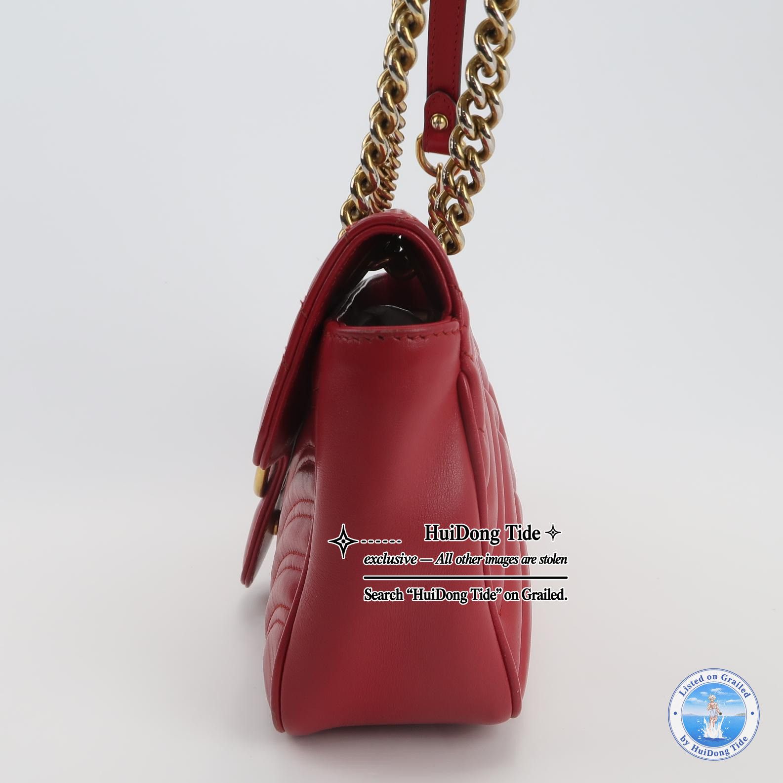 Gucci Gucci GG Marmont Red Leather Shoulder Bag One Size Size ONE SIZE - 3 Thumbnail