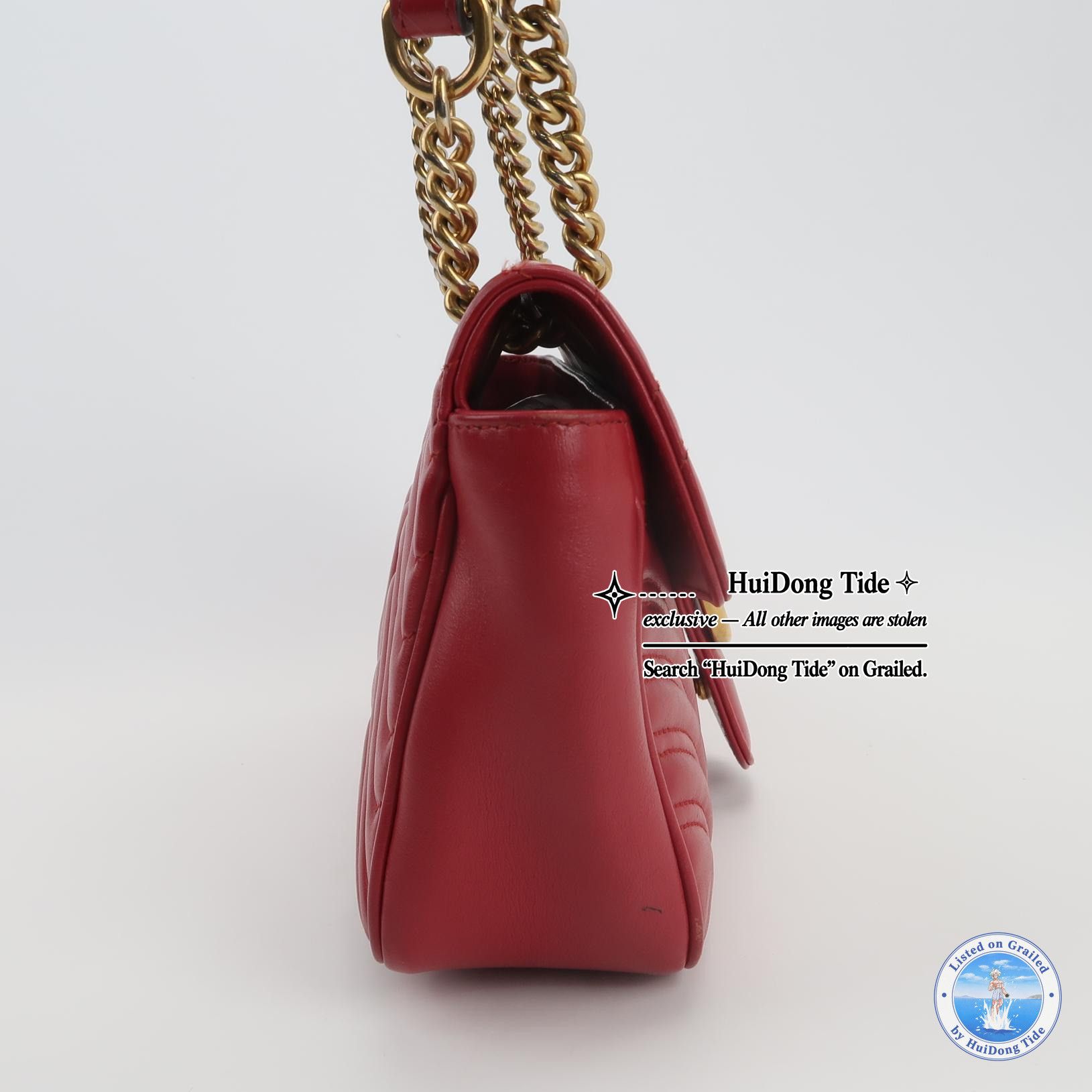 Gucci Gucci GG Marmont Red Leather Shoulder Bag One Size Size ONE SIZE - 4 Thumbnail