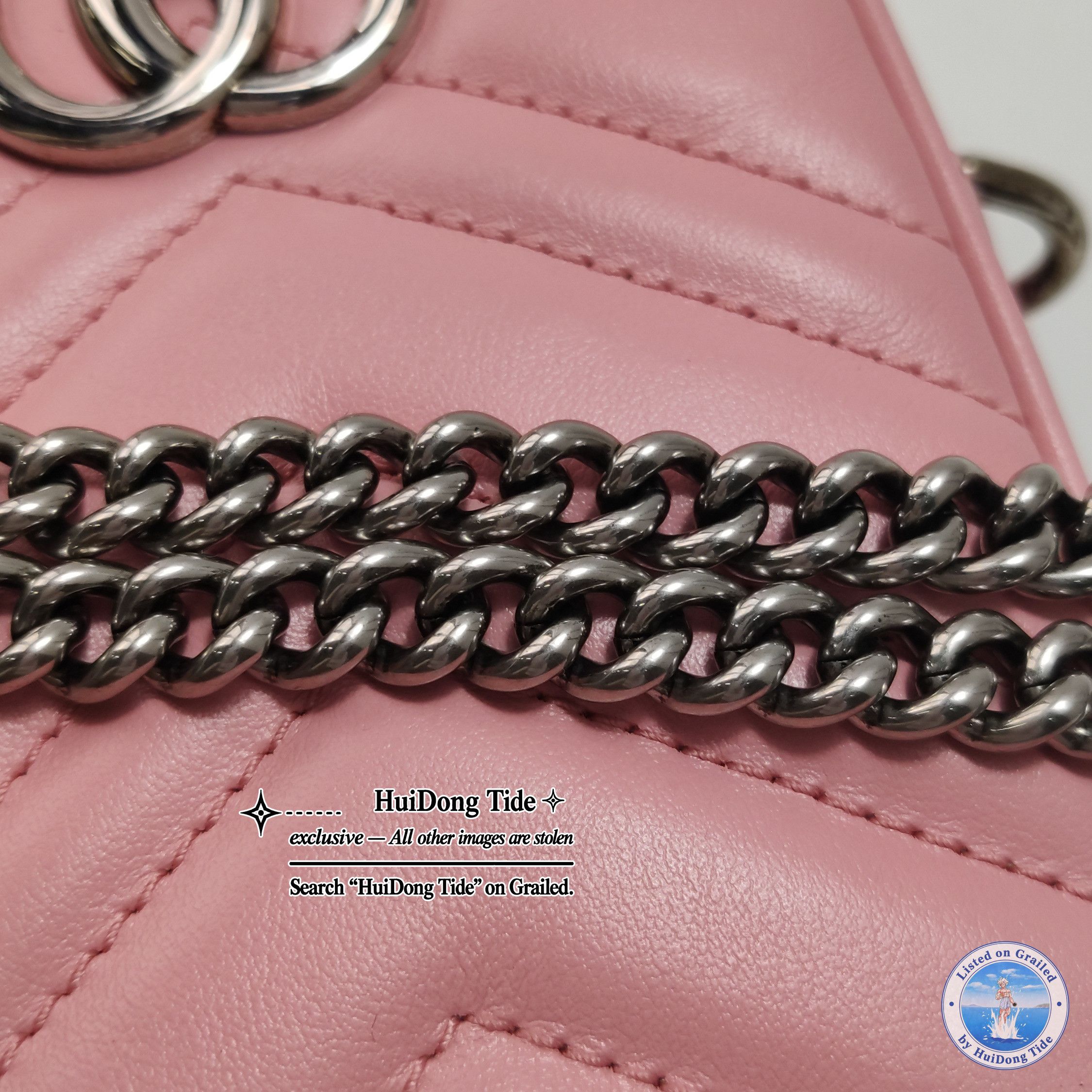 Gucci Gucci GG Marmont Pink Leather Shoulder Bag Size ONE SIZE - 10 Thumbnail