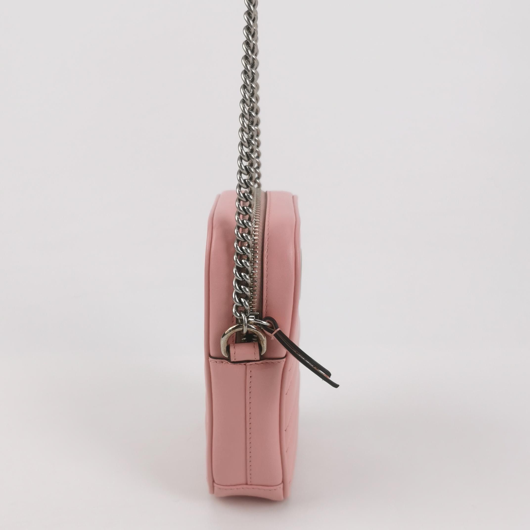 Gucci Gucci GG Marmont Pink Leather Shoulder Bag Size ONE SIZE - 4 Thumbnail