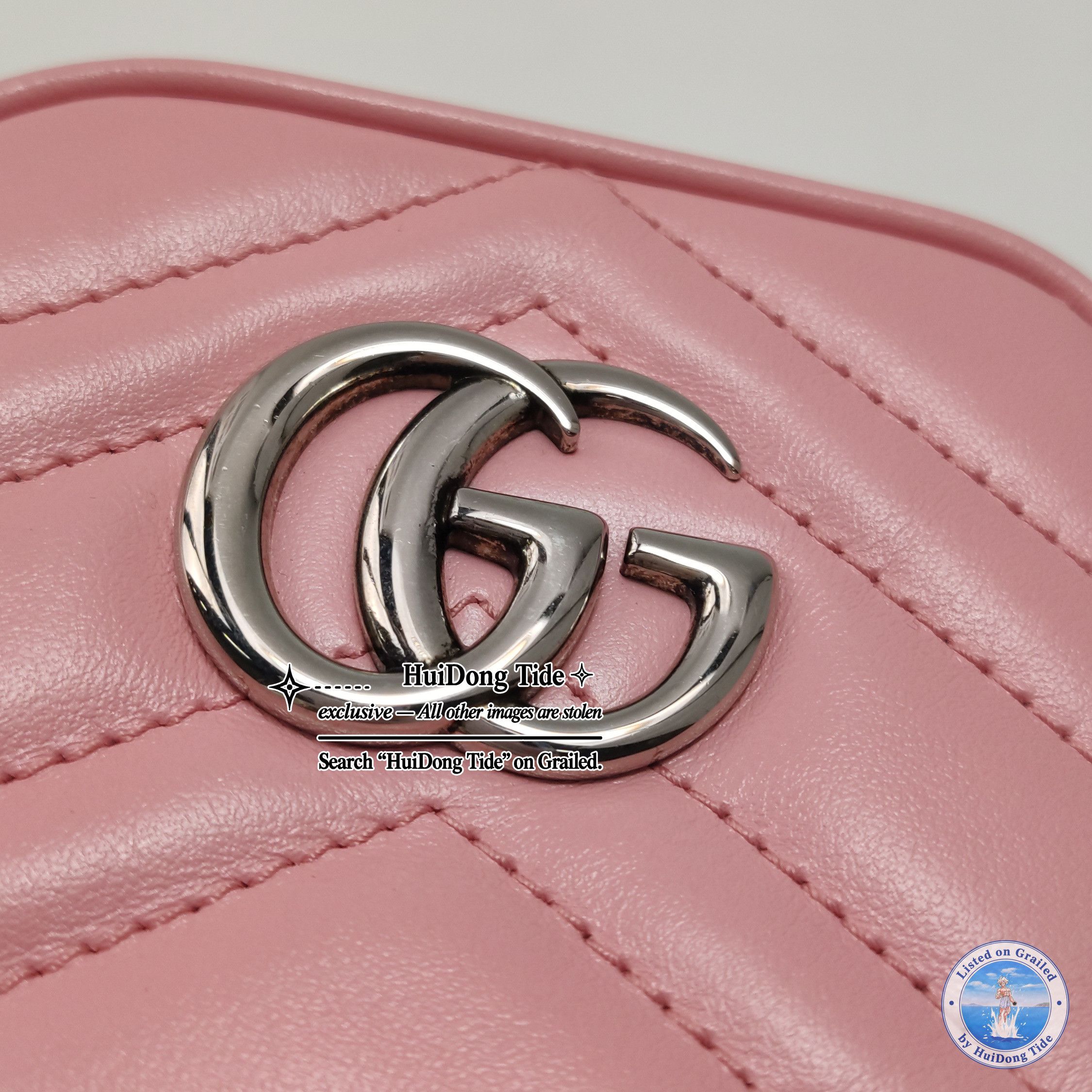 Gucci Gucci GG Marmont Pink Leather Shoulder Bag Size ONE SIZE - 9 Thumbnail
