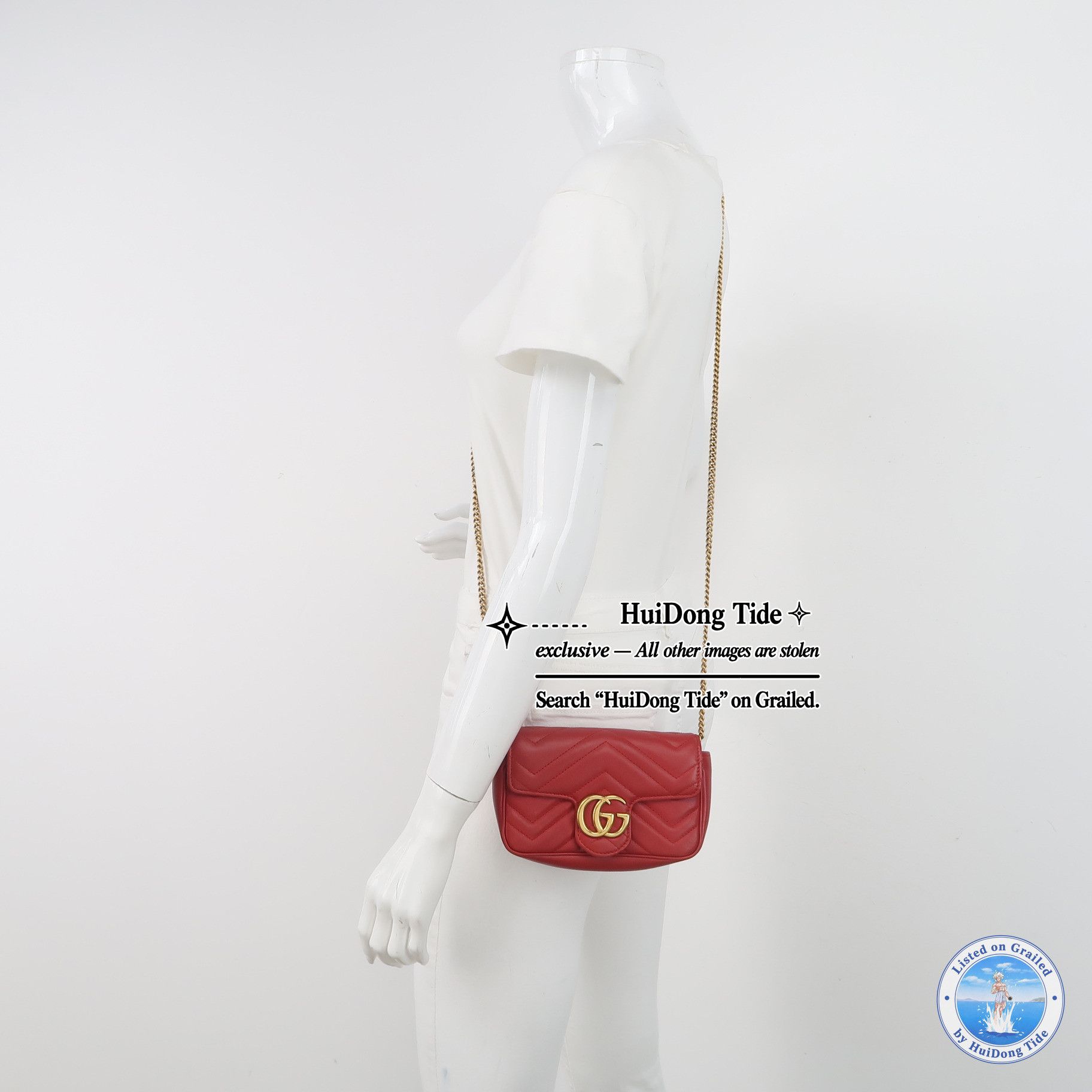 Gucci Gucci GG Marmont Red Quilted Leather Shoulder Bag Size ONE SIZE - 2 Thumbnail