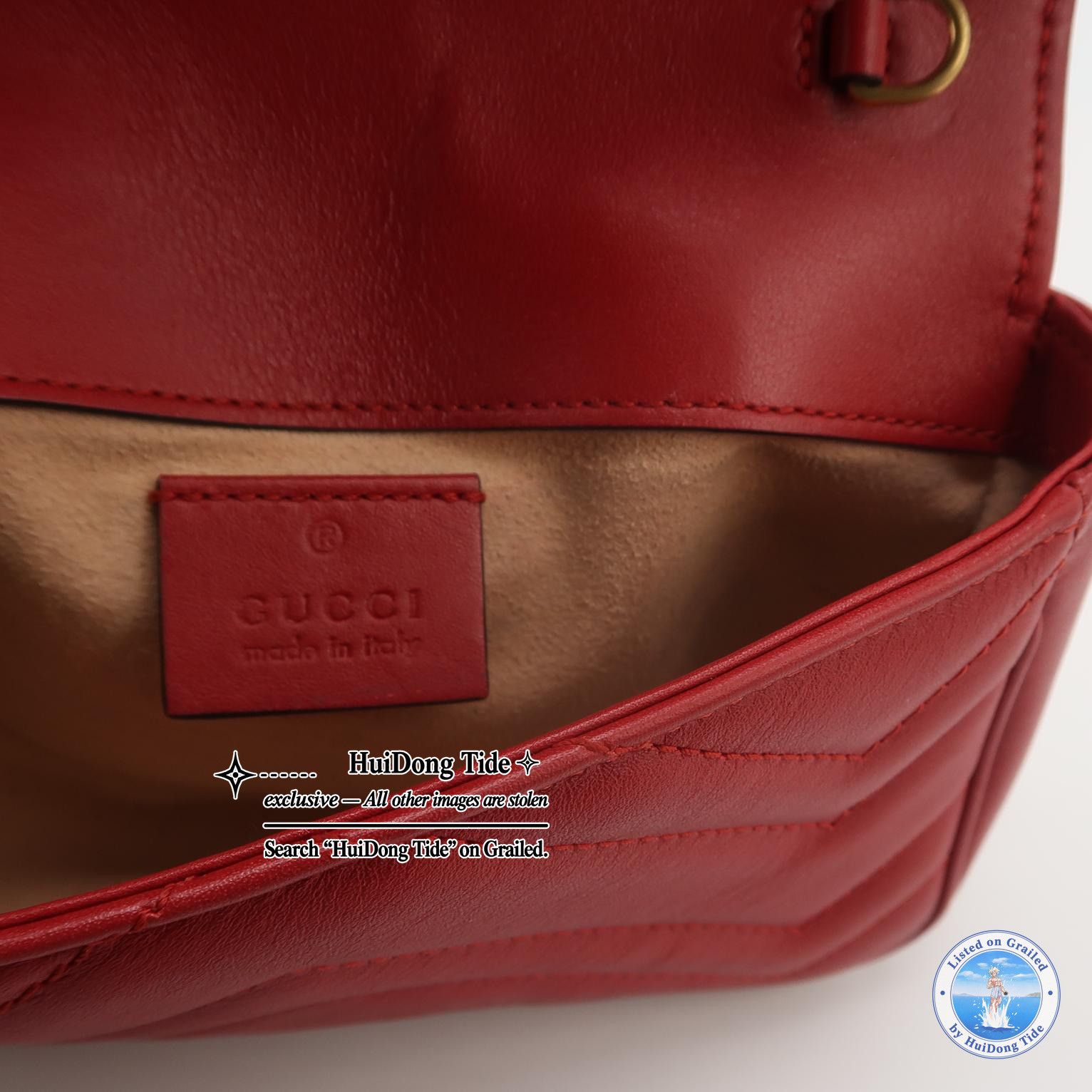 Gucci Gucci GG Marmont Red Quilted Leather Shoulder Bag Size ONE SIZE - 7 Thumbnail