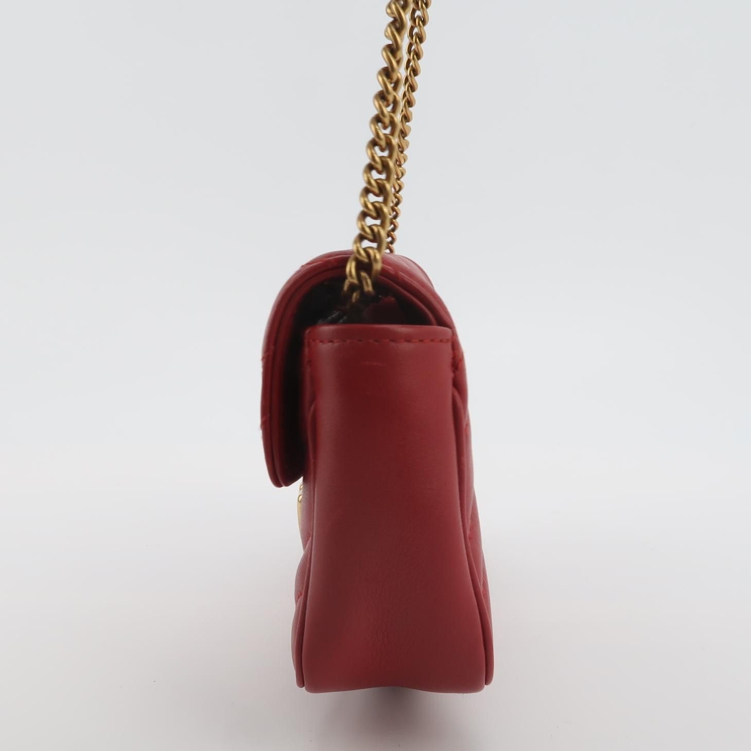 Gucci Gucci GG Marmont Red Quilted Leather Shoulder Bag Size ONE SIZE - 3 Thumbnail