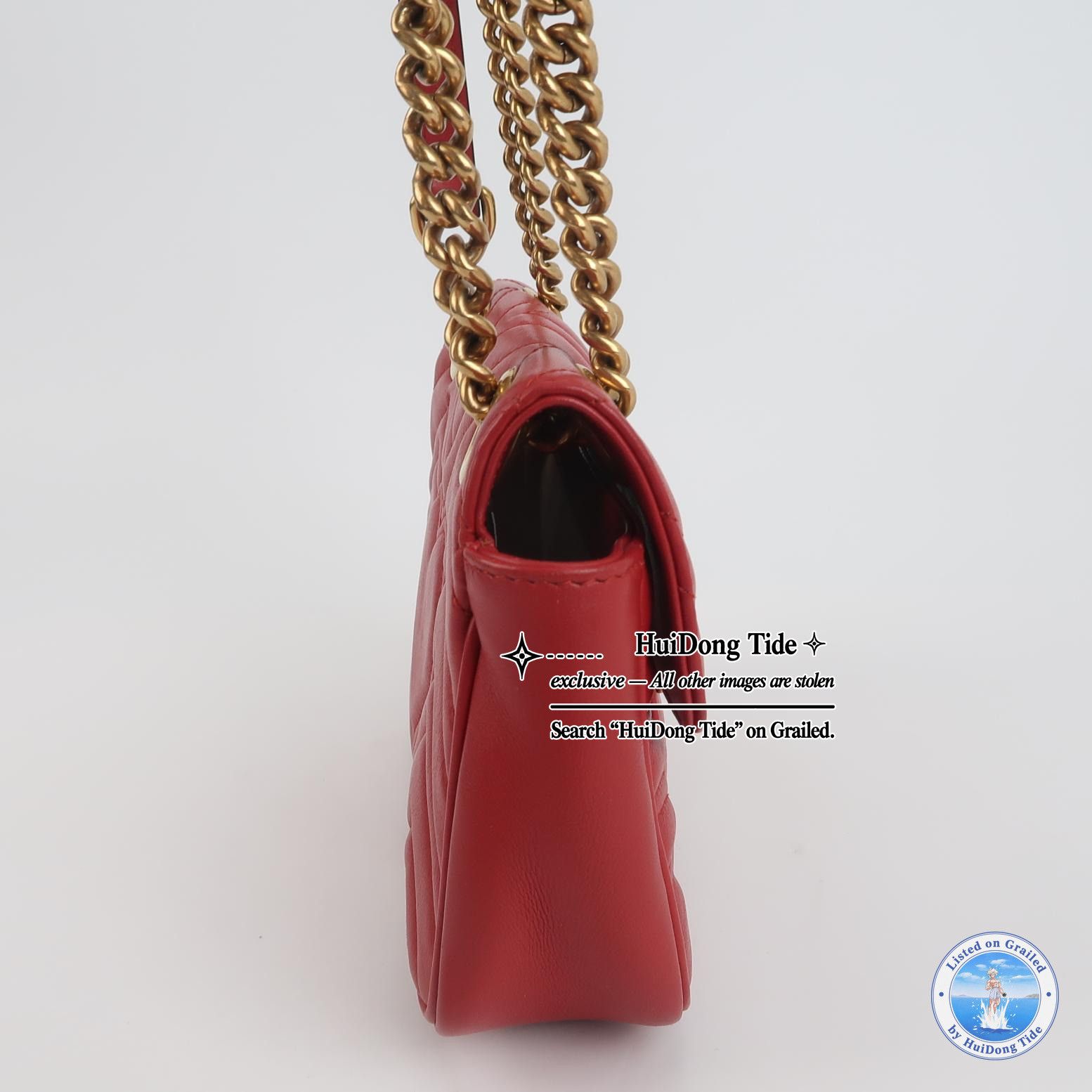 Gucci Gucci GG Marmont Red Leather Shoulder Bag Size ONE SIZE - 4 Thumbnail