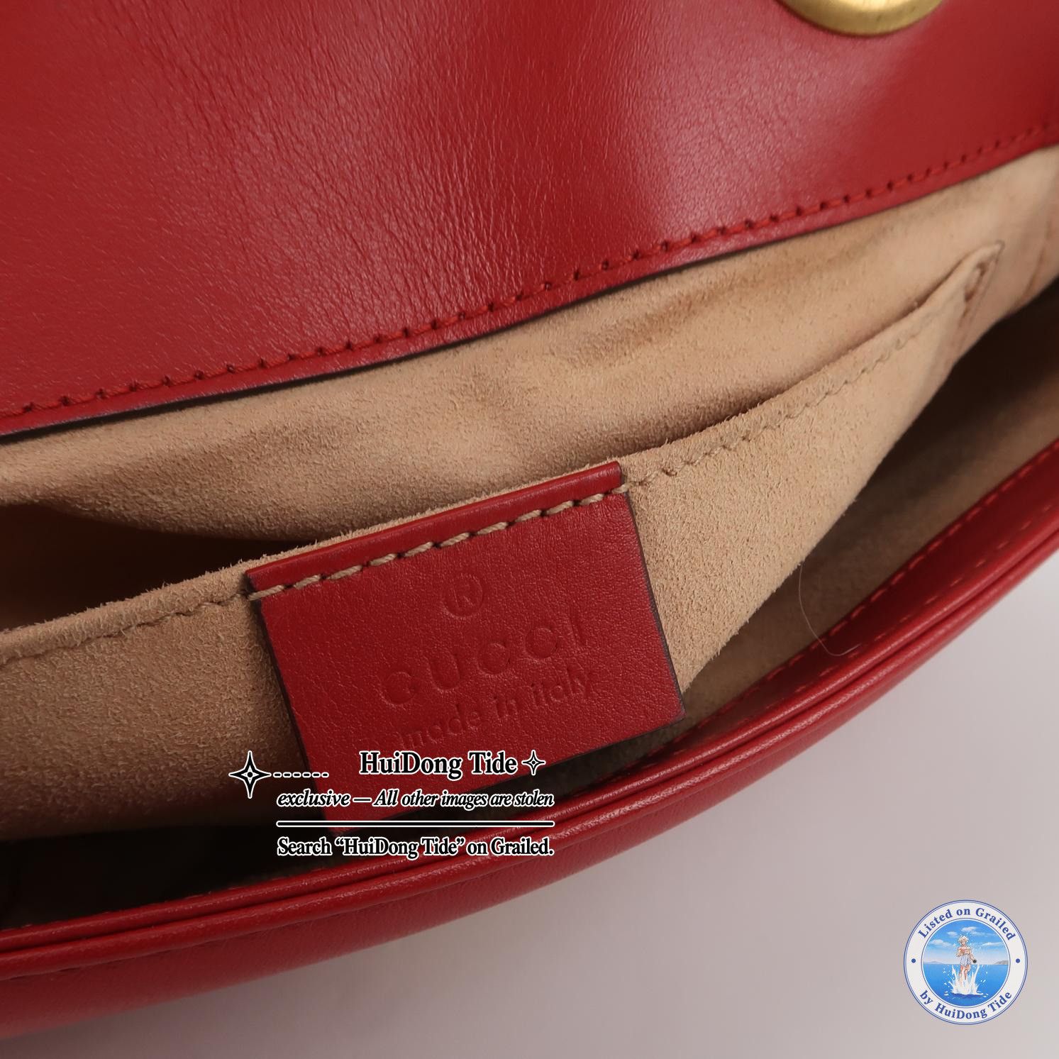 Gucci Gucci GG Marmont Red Leather Shoulder Bag Size ONE SIZE - 8 Thumbnail
