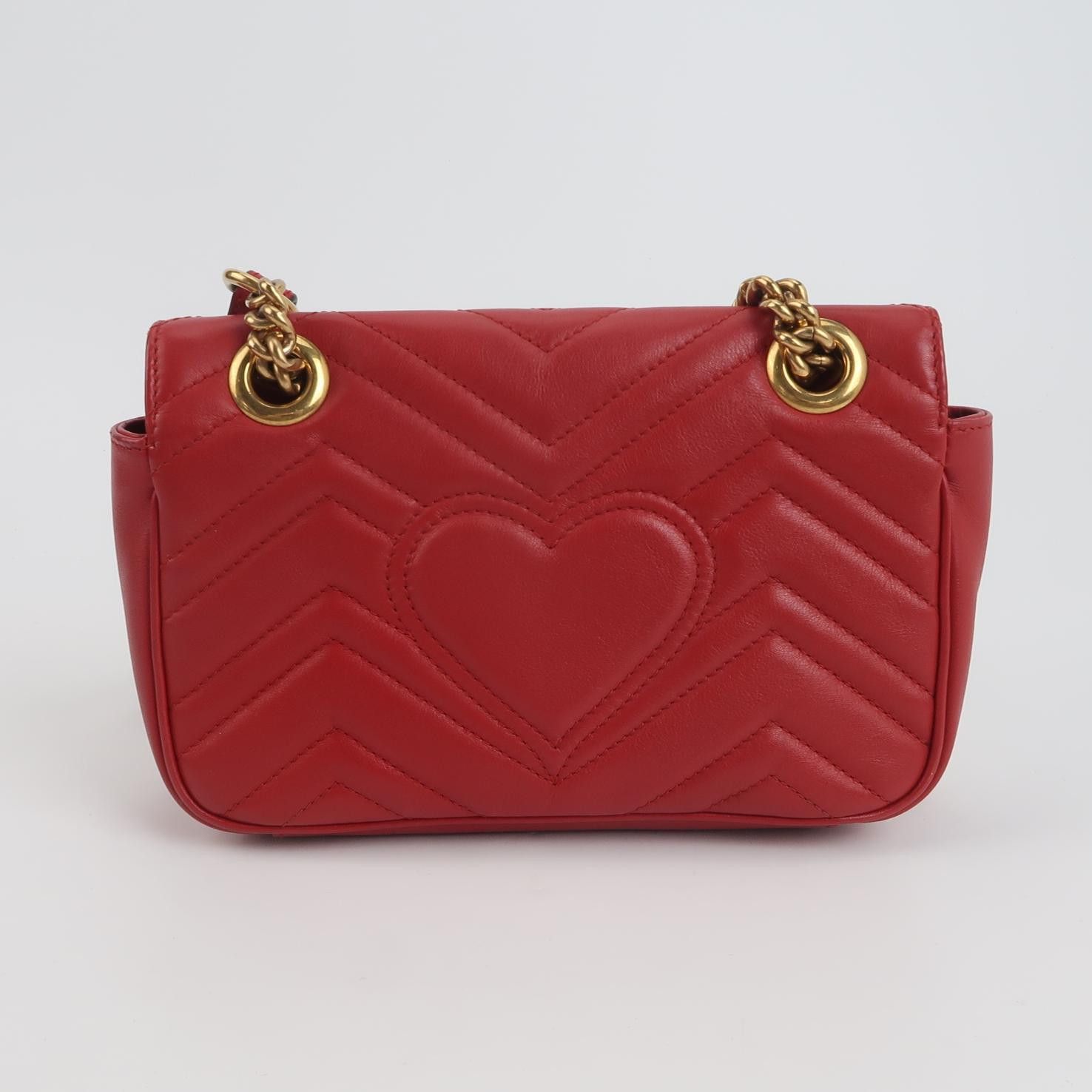 Gucci Gucci GG Marmont Red Leather Shoulder Bag Size ONE SIZE - 5 Thumbnail