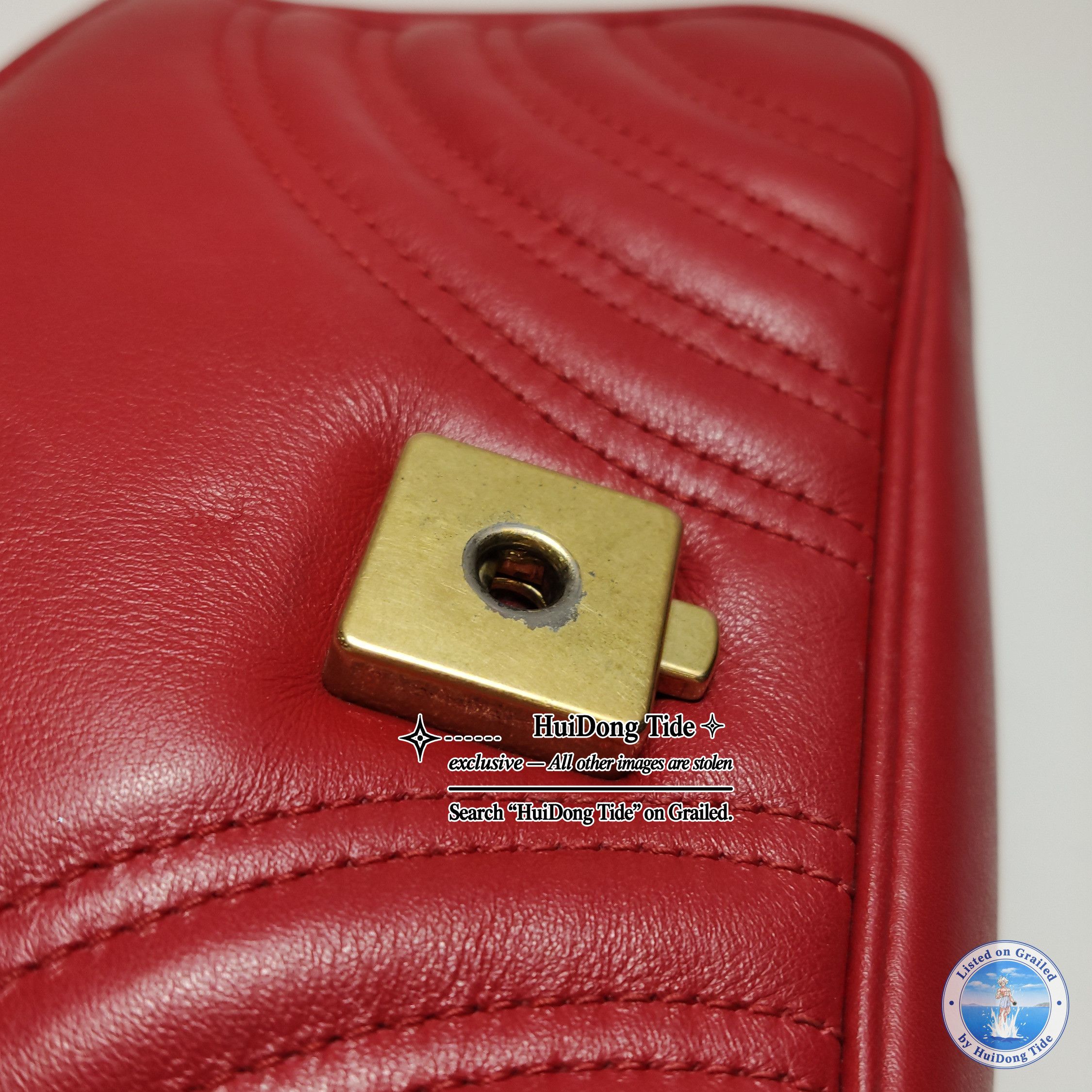 Gucci Gucci GG Marmont Red Leather Shoulder Bag Size ONE SIZE - 11 Thumbnail