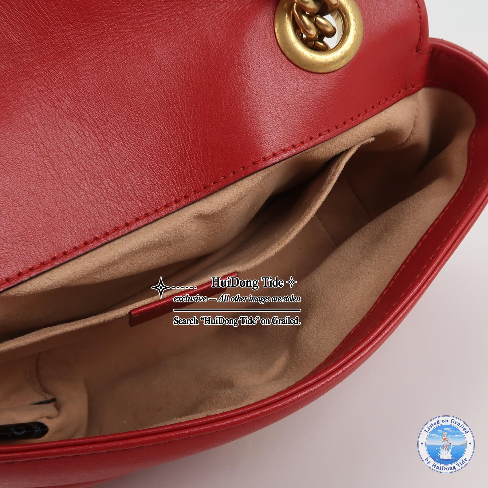 Gucci Gucci GG Marmont Red Leather Shoulder Bag Size ONE SIZE - 7 Thumbnail