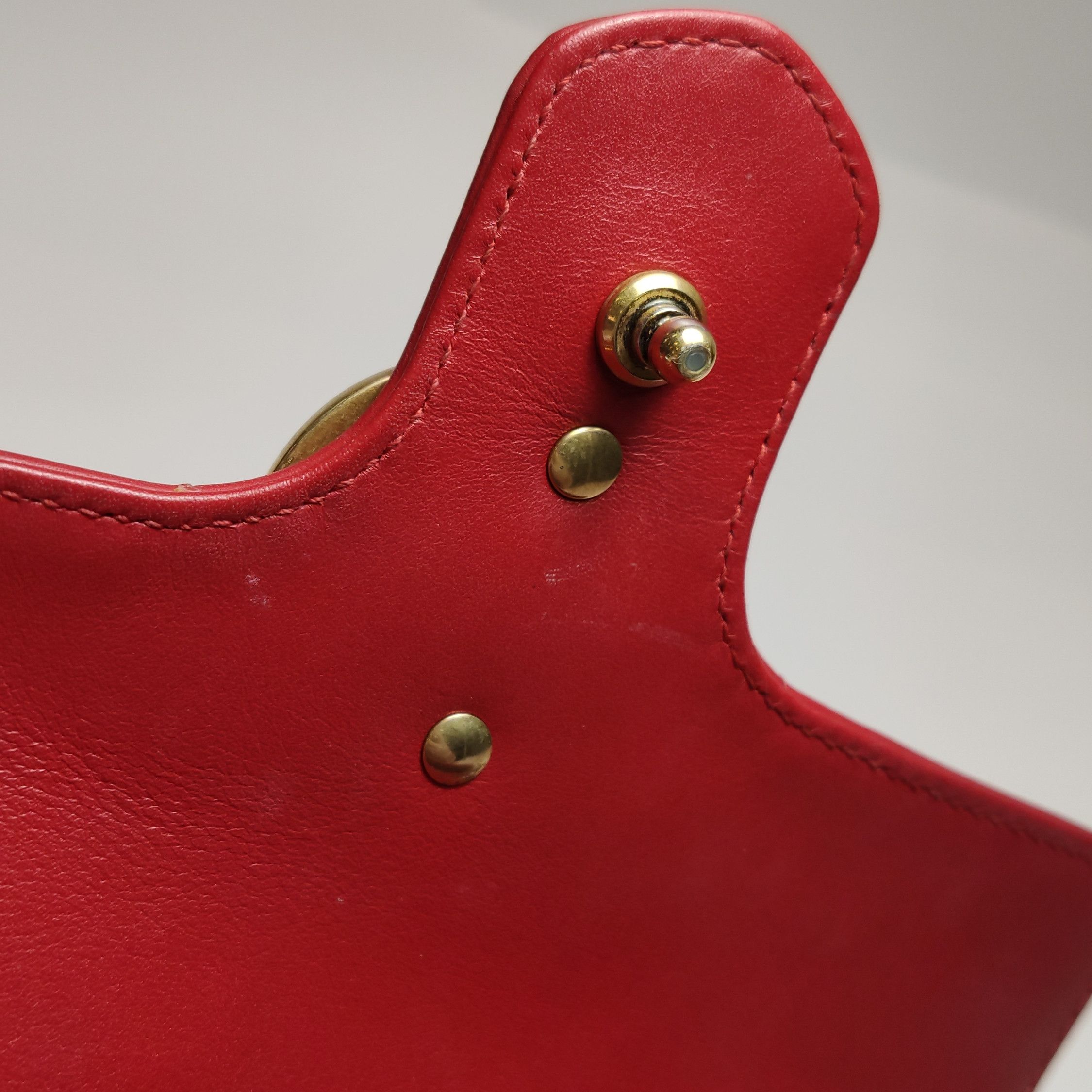 Gucci Gucci GG Marmont Red Leather Shoulder Bag Size ONE SIZE - 9 Thumbnail