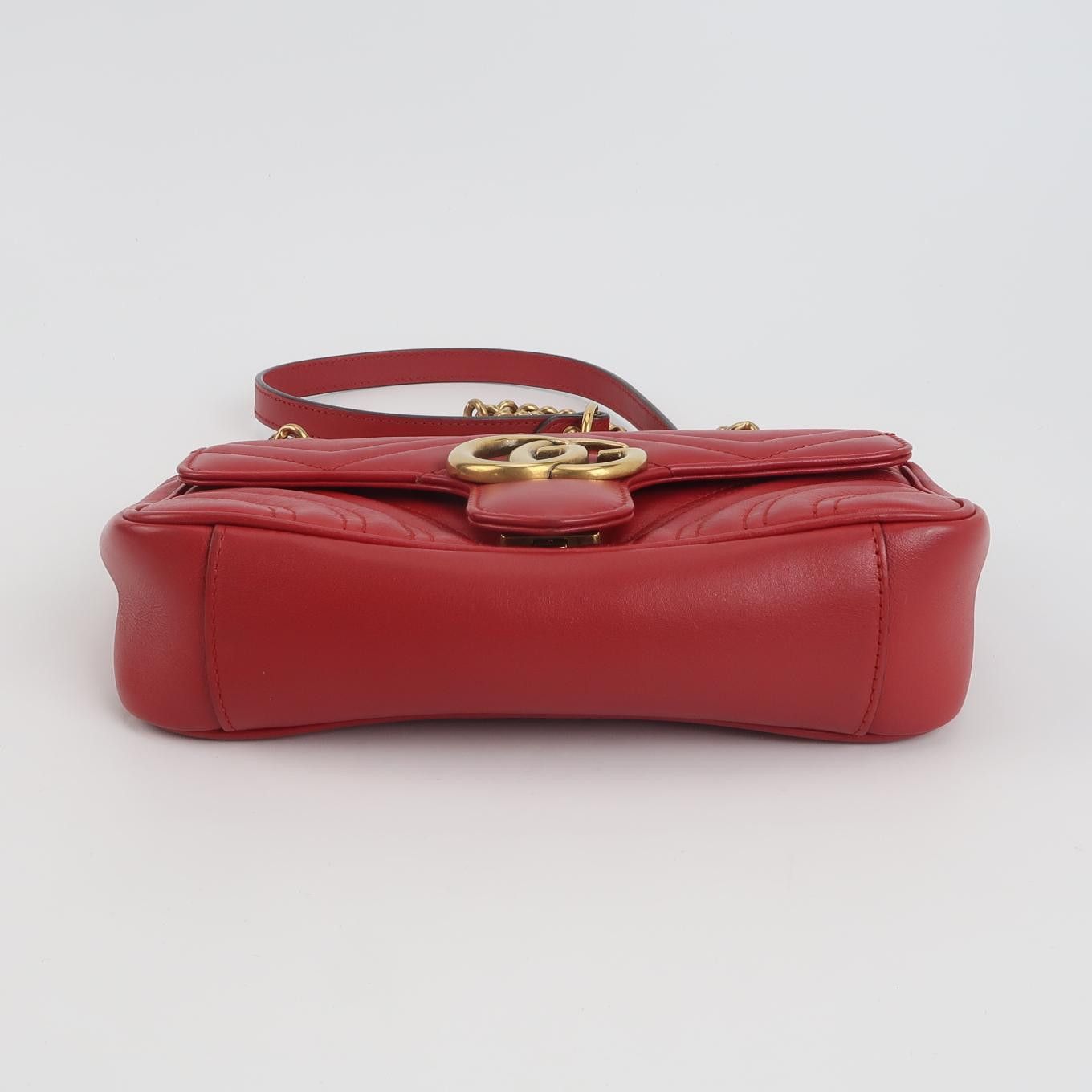 Gucci Gucci GG Marmont Red Leather Shoulder Bag Size ONE SIZE - 6 Thumbnail