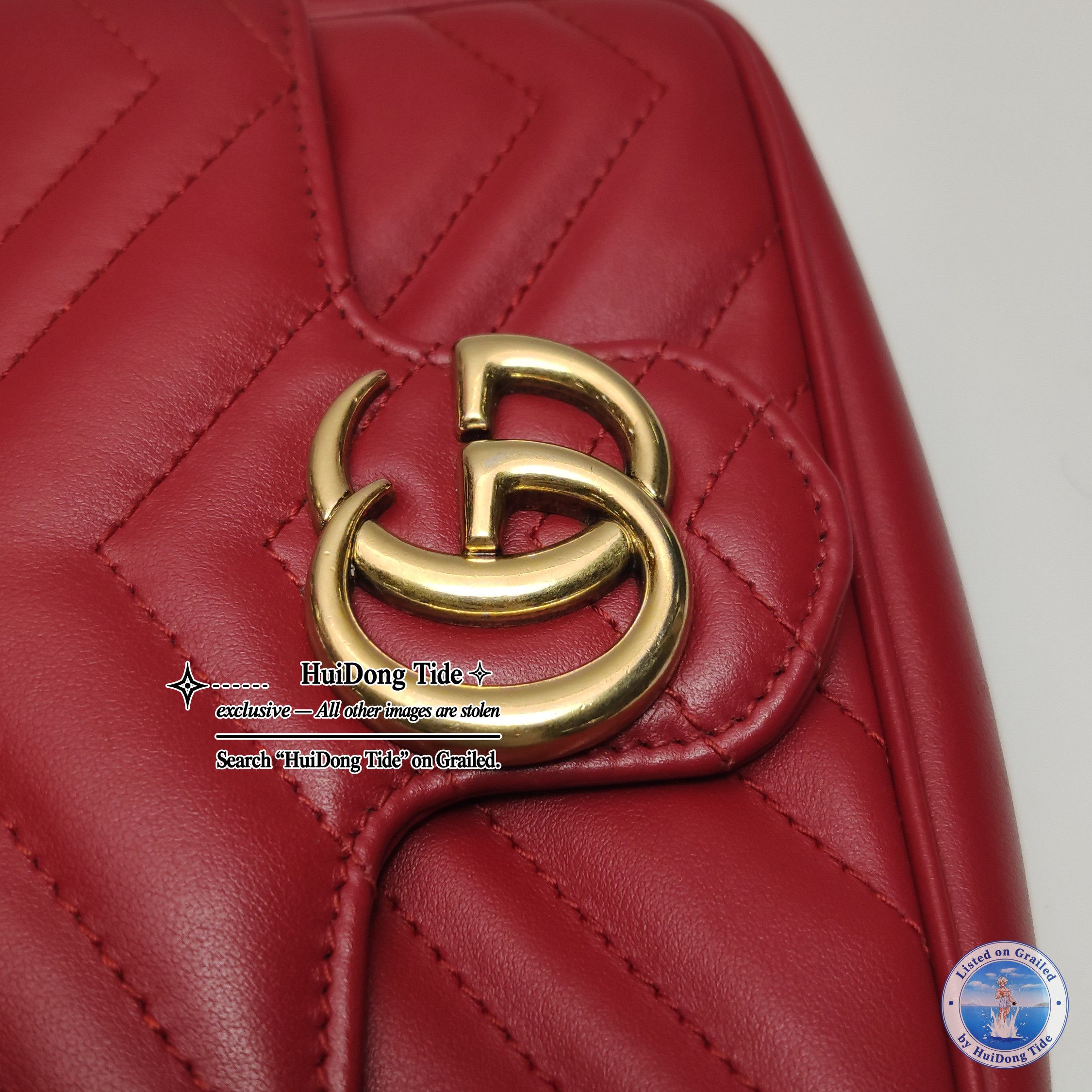 Gucci Gucci GG Marmont Red Leather Mini Bag ONE SIZE Size ONE SIZE - 12 Thumbnail