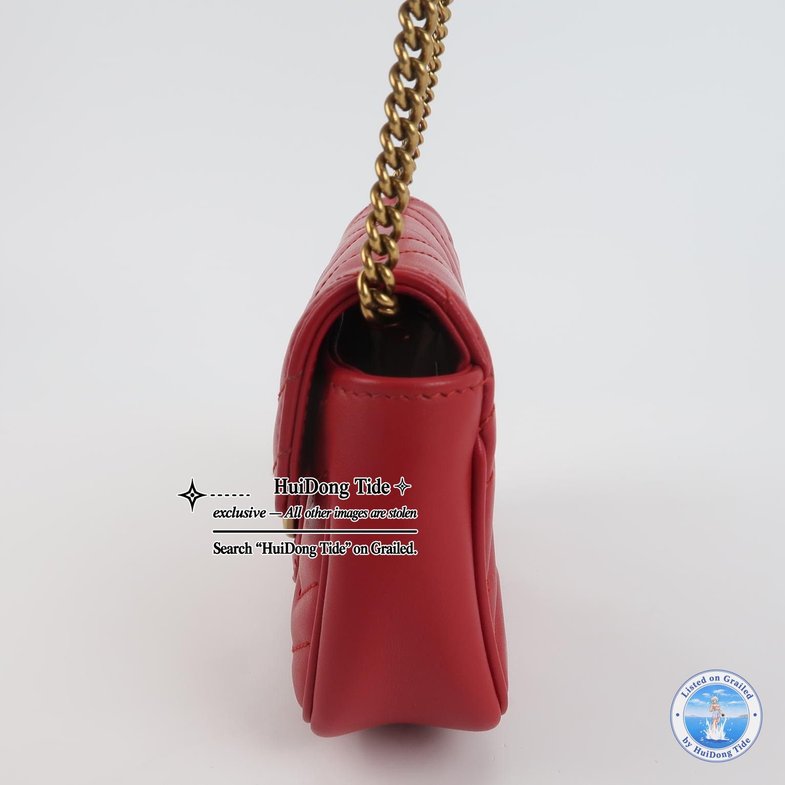 Gucci Gucci GG Marmont Red Leather Mini Bag ONE SIZE Size ONE SIZE - 3 Thumbnail