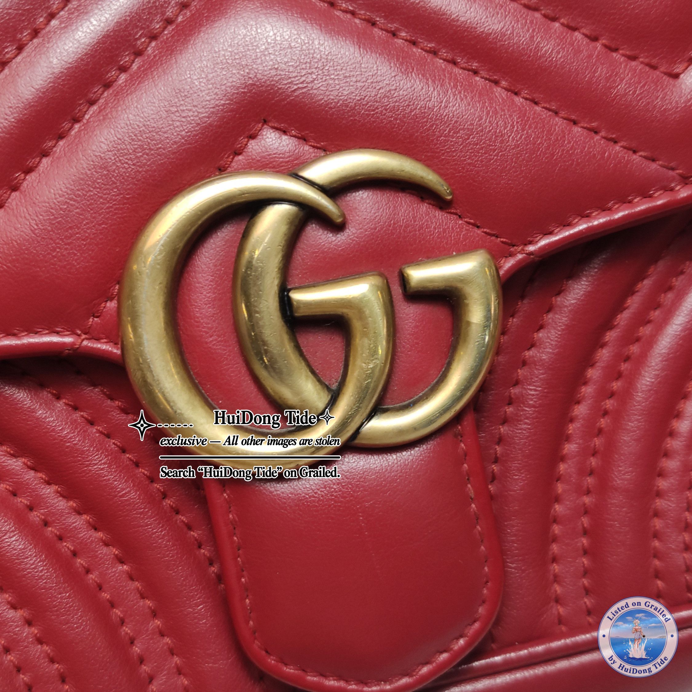 Gucci Gucci GG Marmont Red Leather Shoulder Bag ONE SIZE Size ONE SIZE - 12 Thumbnail