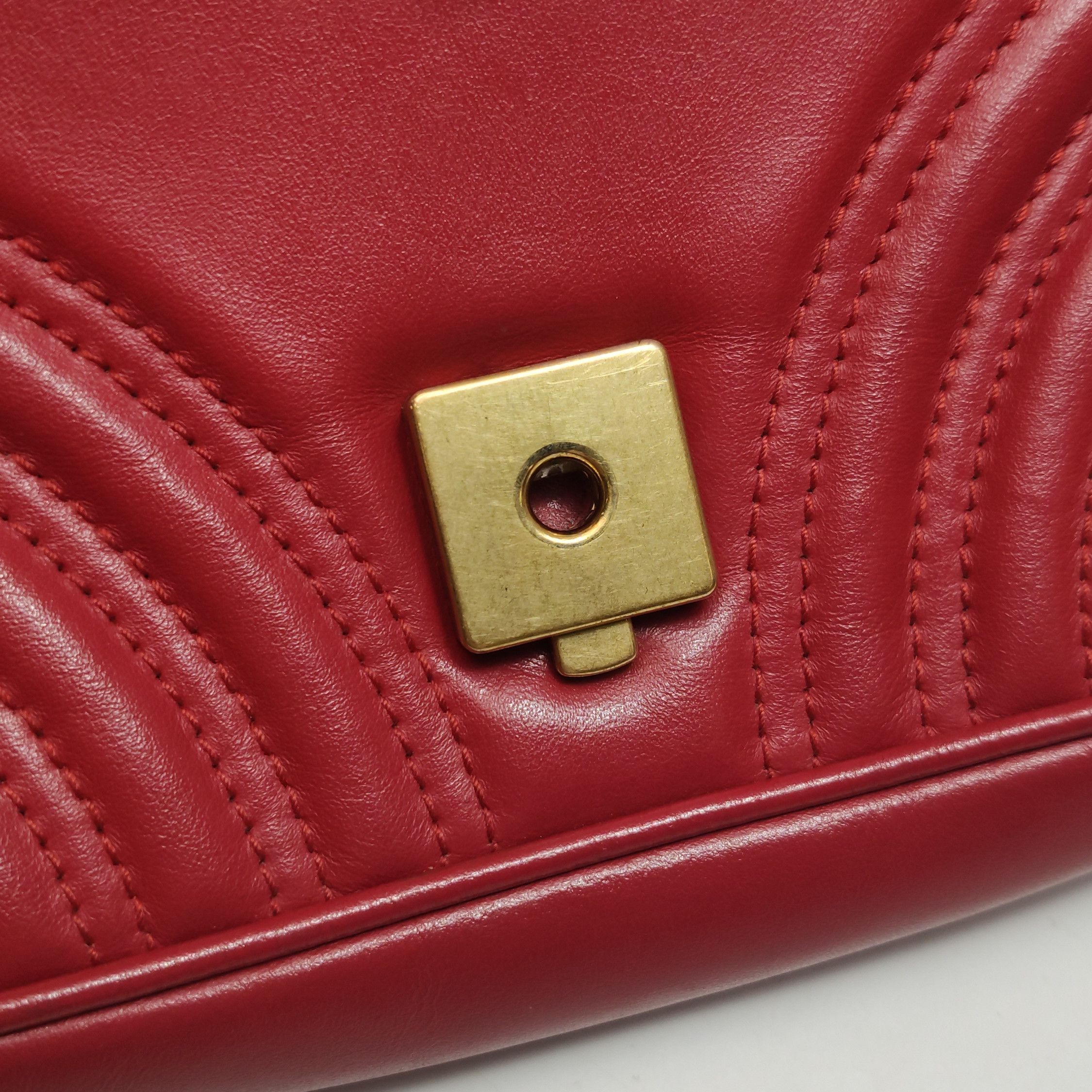 Gucci Gucci GG Marmont Red Leather Shoulder Bag ONE SIZE Size ONE SIZE - 14 Thumbnail