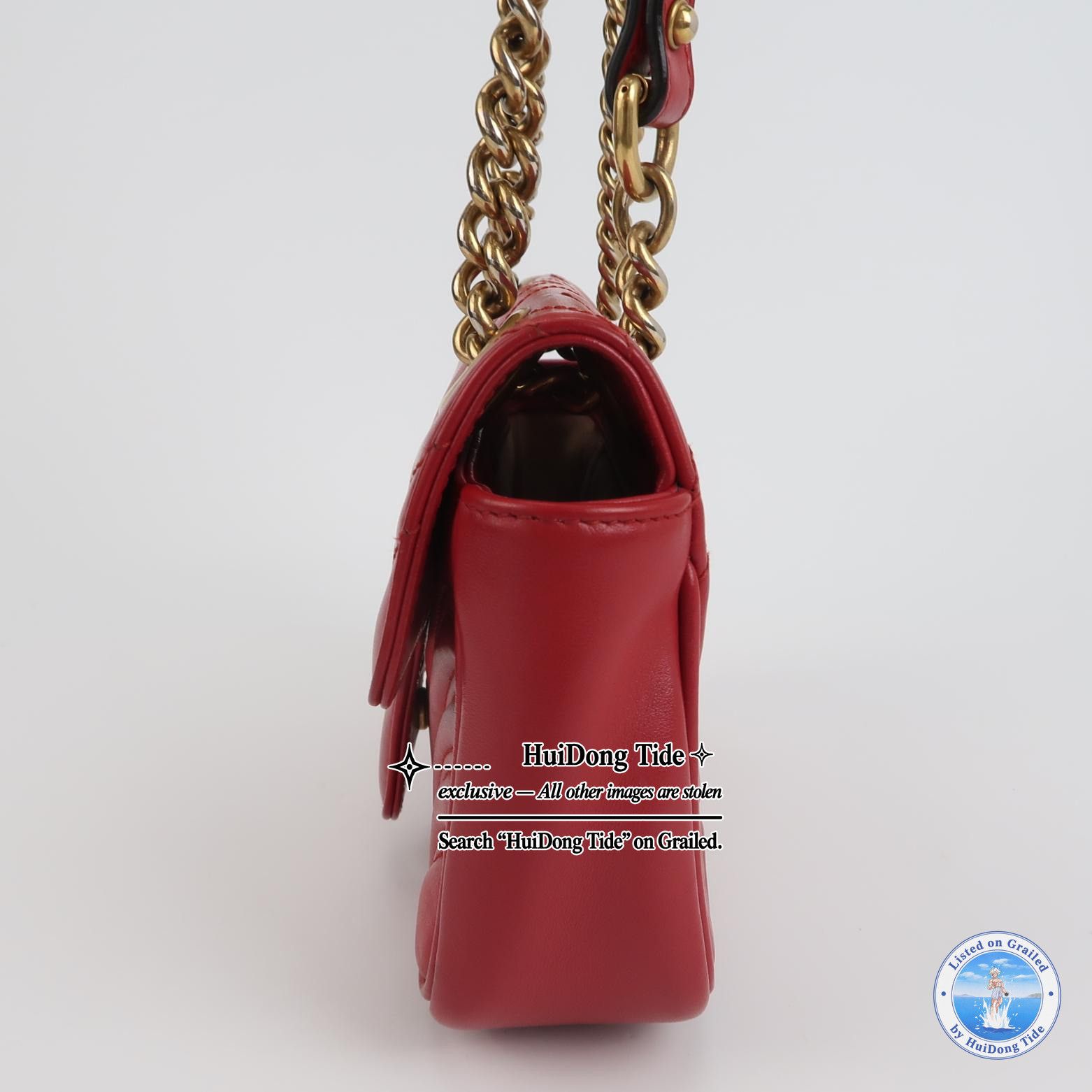Gucci Gucci GG Marmont Red Leather Shoulder Bag ONE SIZE Size ONE SIZE - 3 Thumbnail